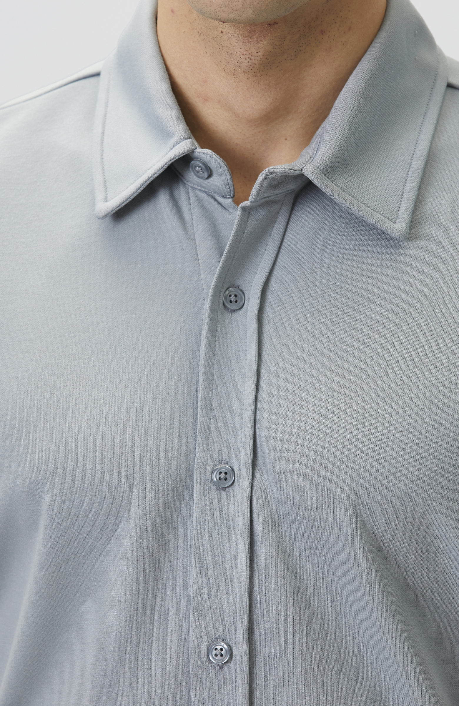 Slim Fit Light Blue Short Sleeve Knitted Shirt