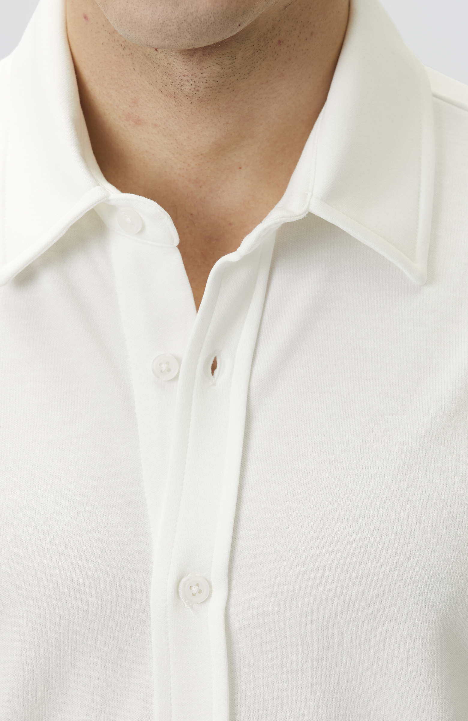 Slim Fit Off White Short Sleeve Knitted Shirt