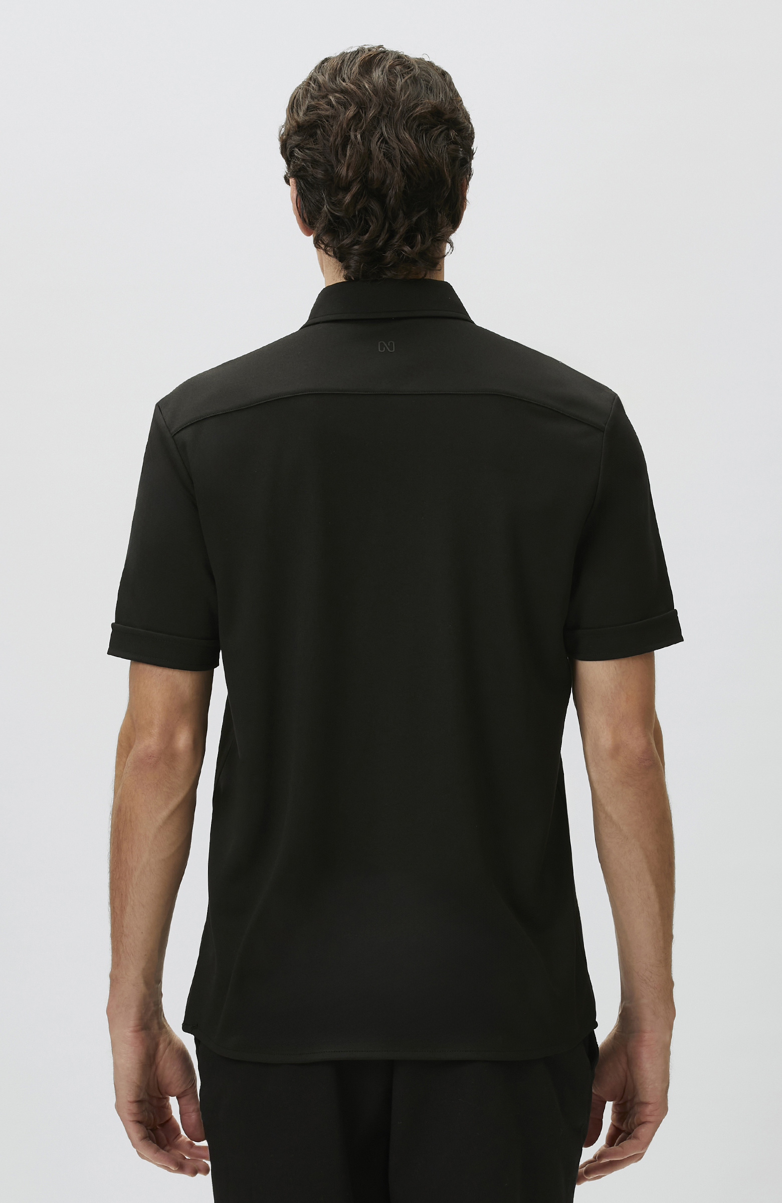 Slim Fit Black Short Sleeve Knitted Shirt