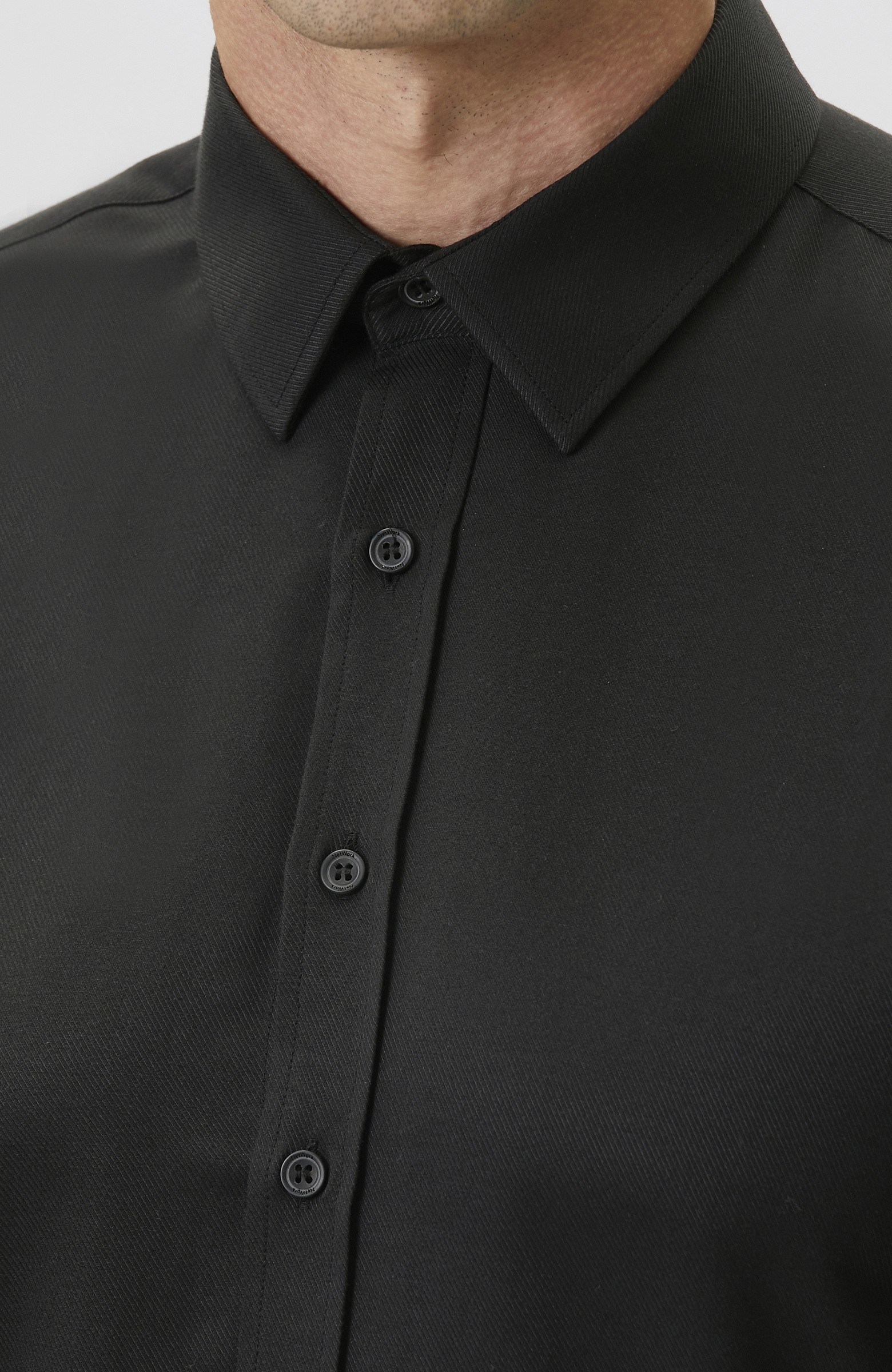 Slim Fit Siyah Diyagonal Cotton Gömlek