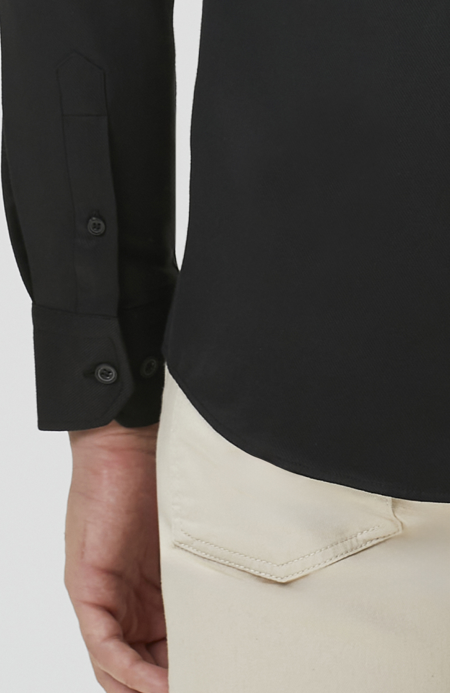 Slim Fit Siyah Diyagonal Cotton Gömlek