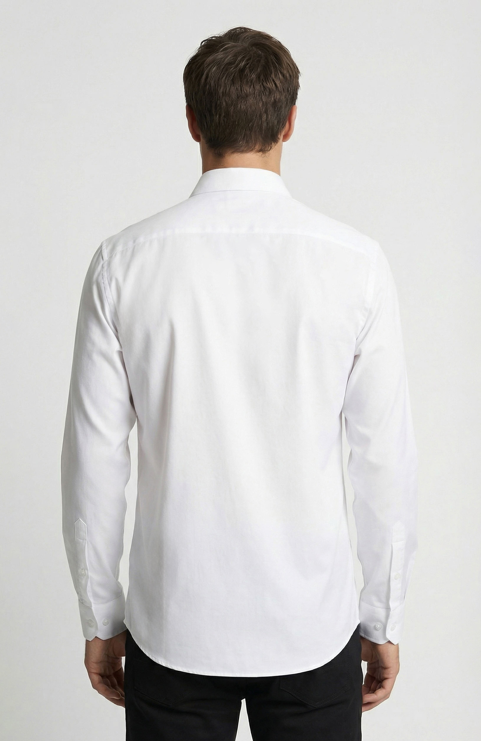 Slim Fit Beyaz Lycralı Cotton Petek Desen Gömlek