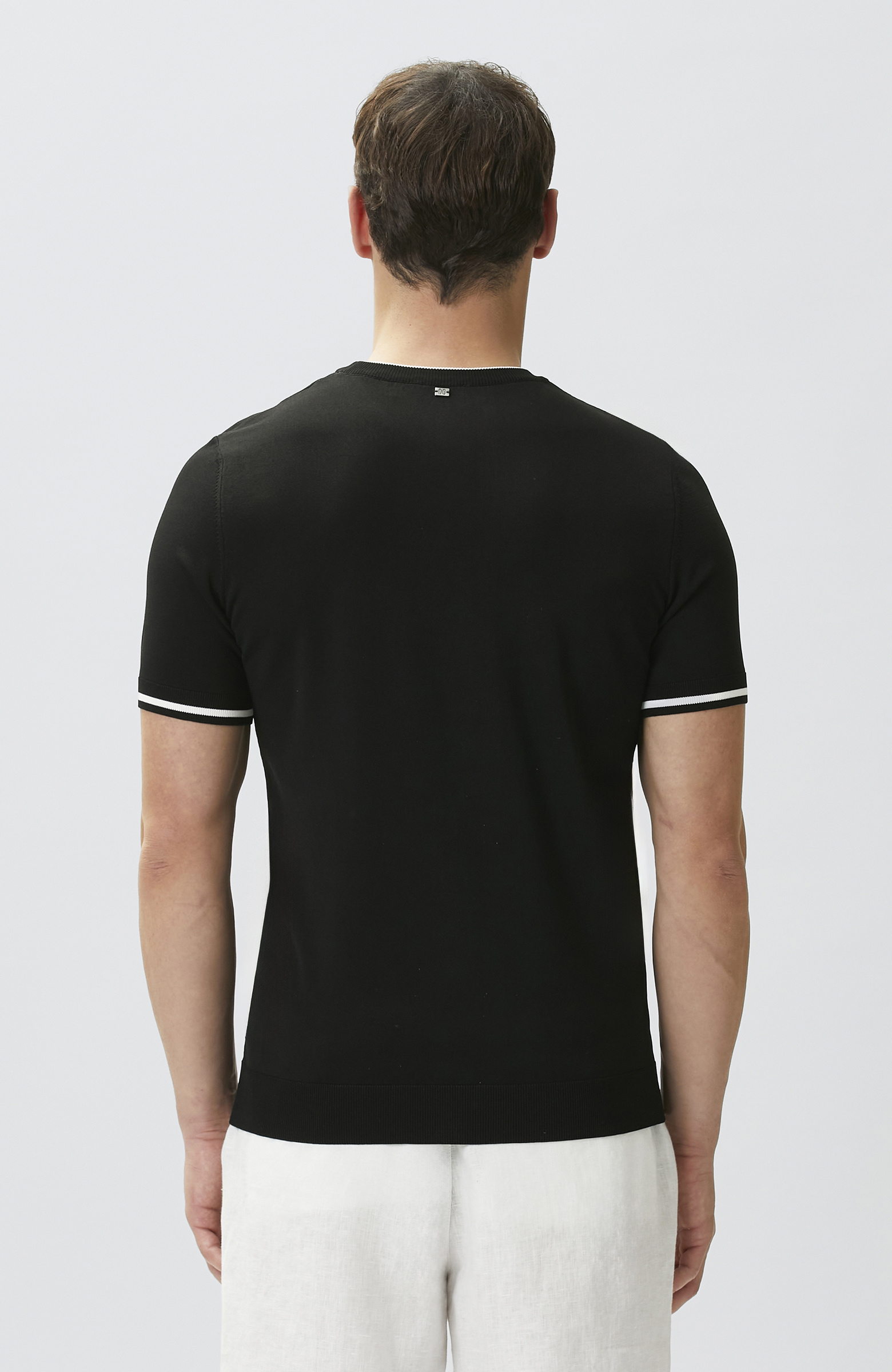 Black Contrast Stripe Detailed Rayon Sweater