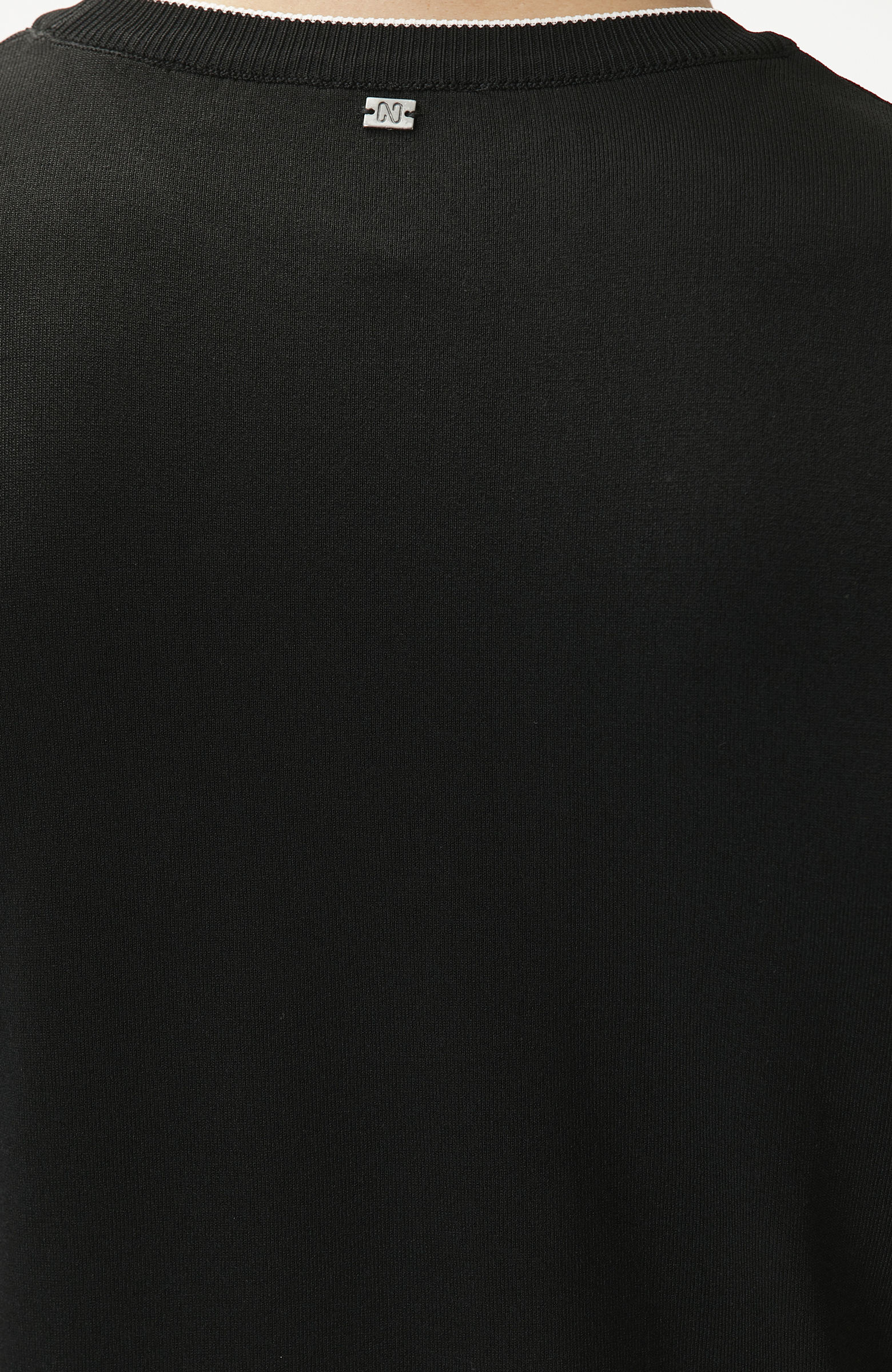 Black Contrast Stripe Detailed Rayon Sweater
