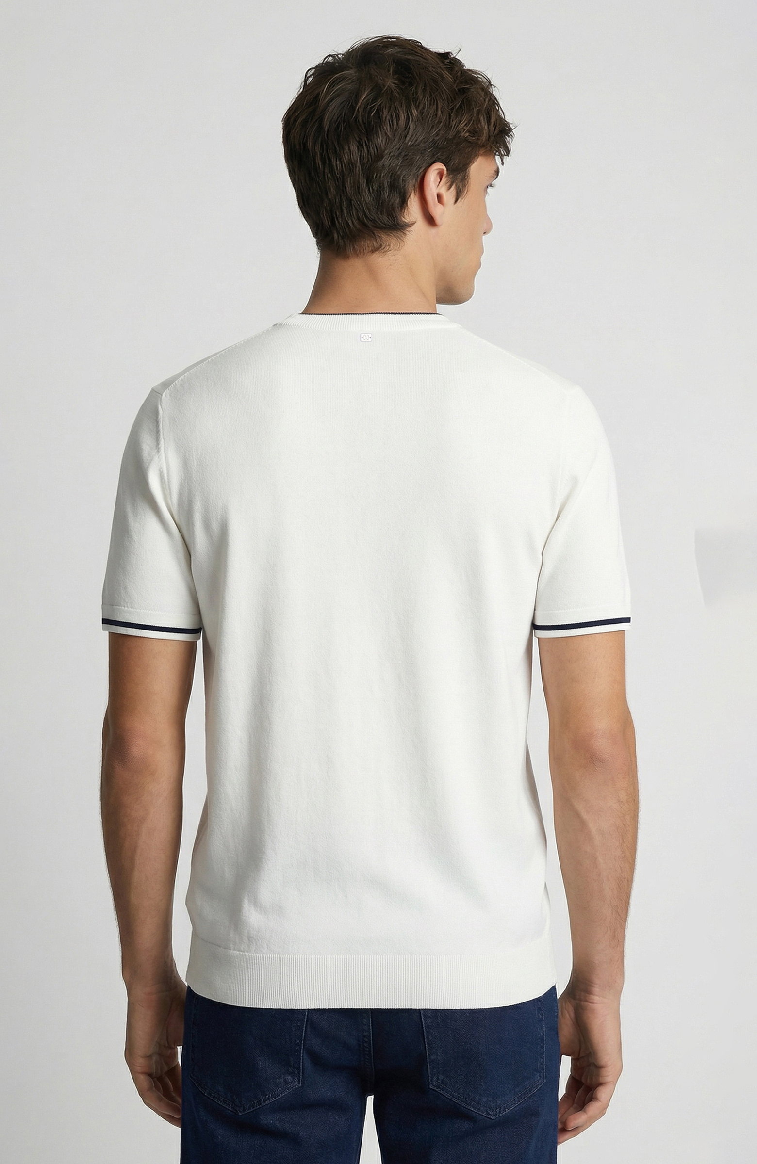 Ekru Kontrast Renk Şeritli Rayon Kazak