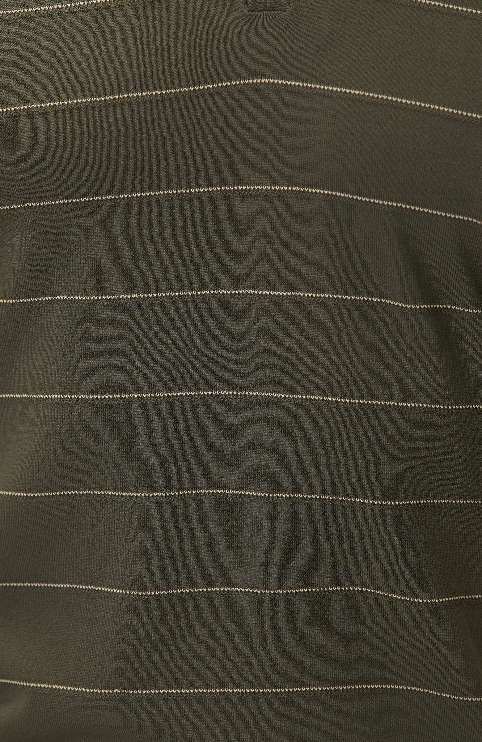 Haki Fermuarlı Polo Yaka Çizgili Kısa Kol Kazak