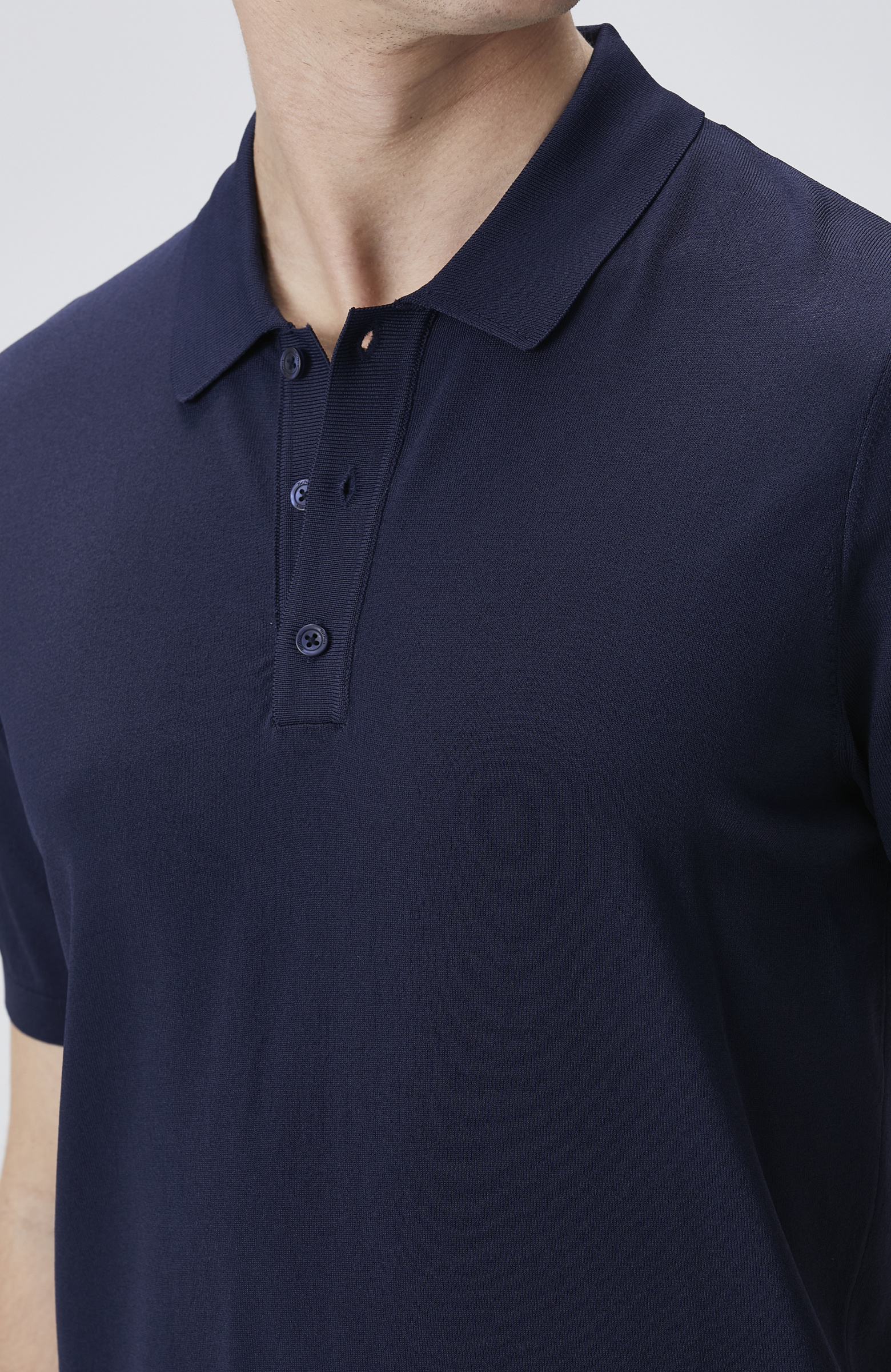 Lacivert Polo Yaka Kısa Kol Rayon Kazak