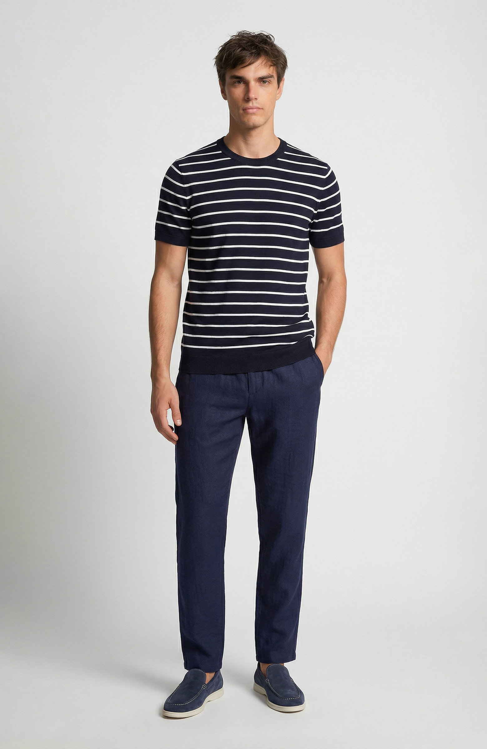 Lacivert Marin Desenli Kazak