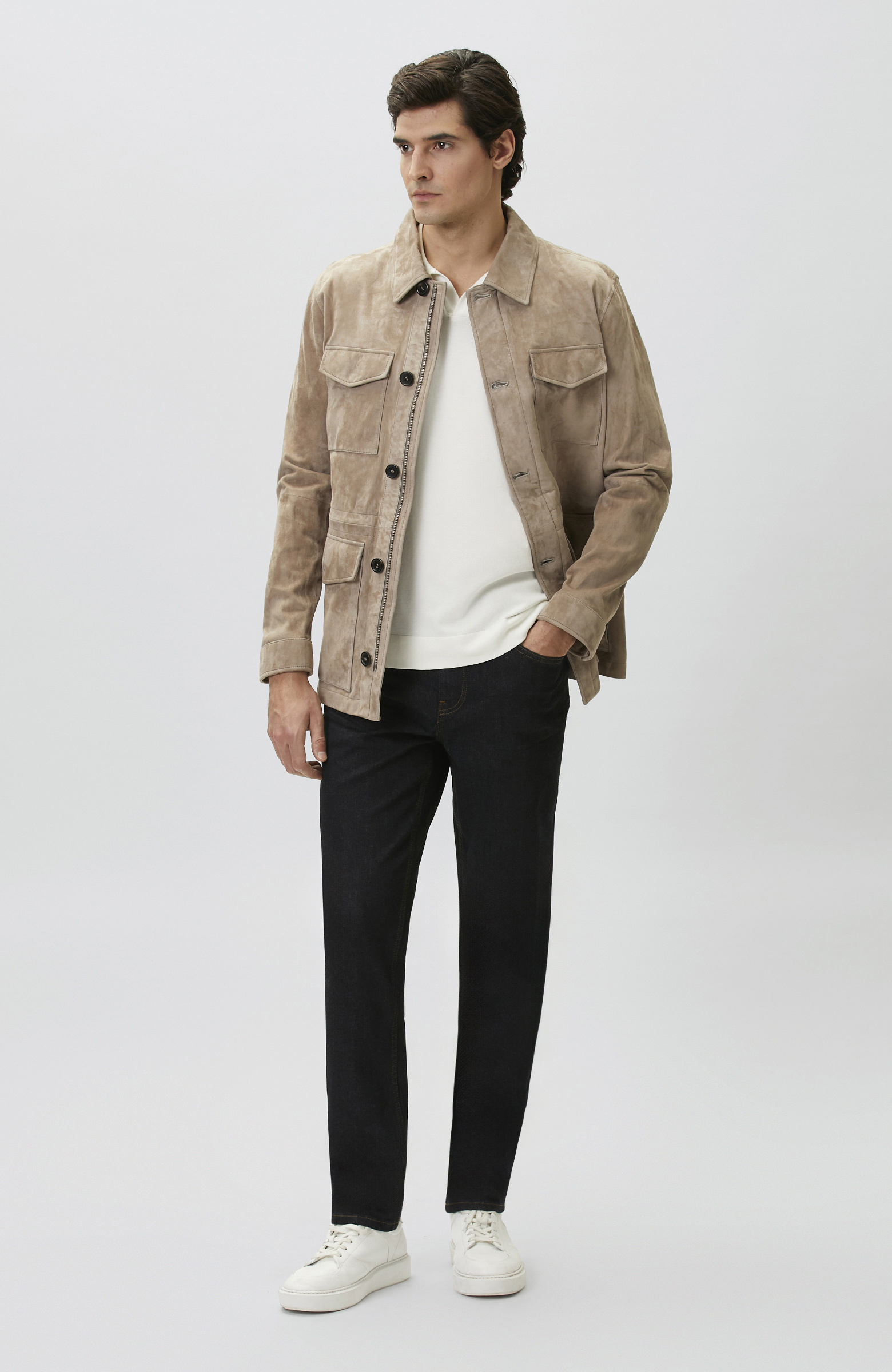 Kırık Beyaz Apaj Yaka Kısa Kol Basic Kazak