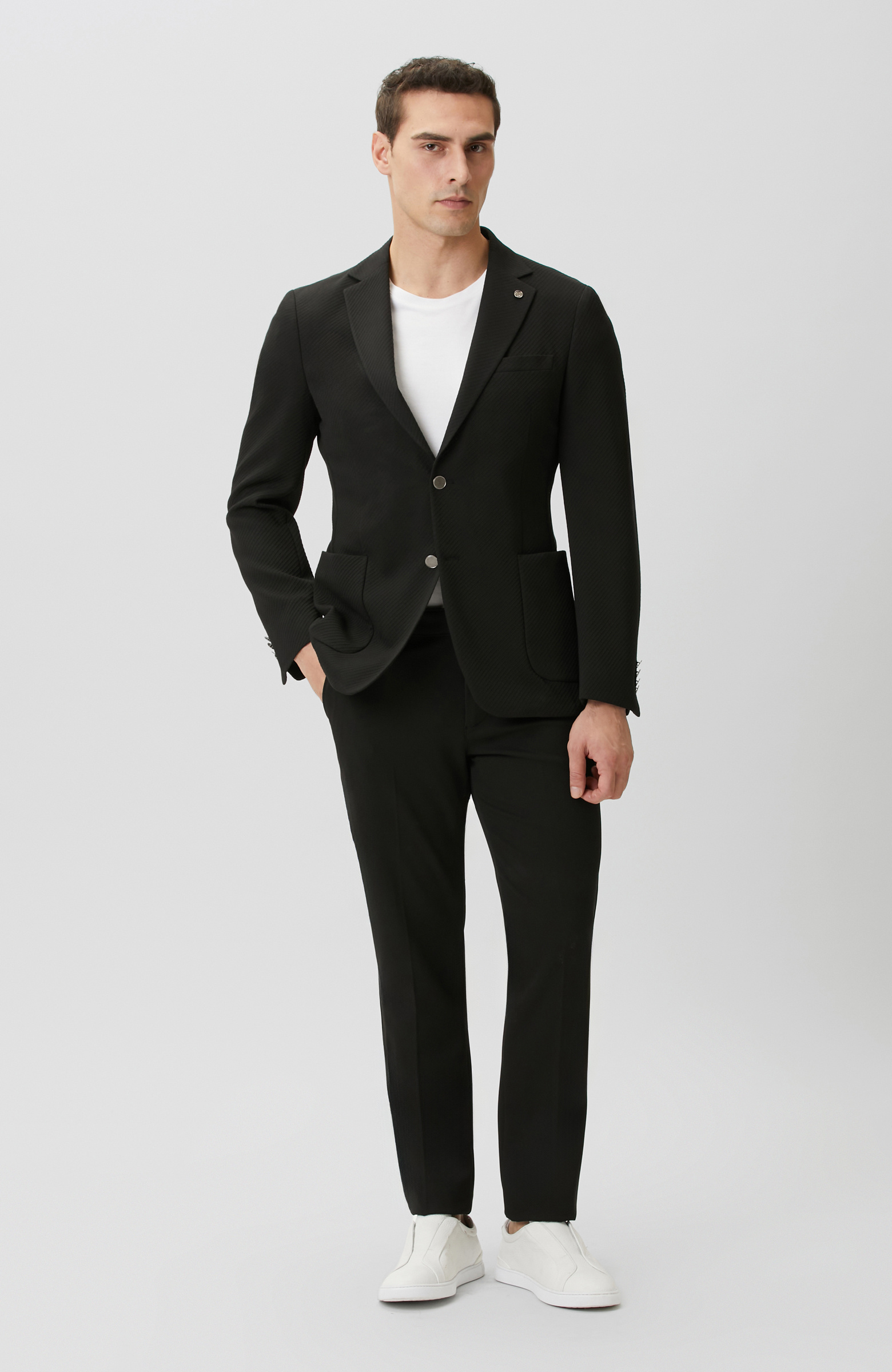 Siyah Diyagonal Örme Ceket