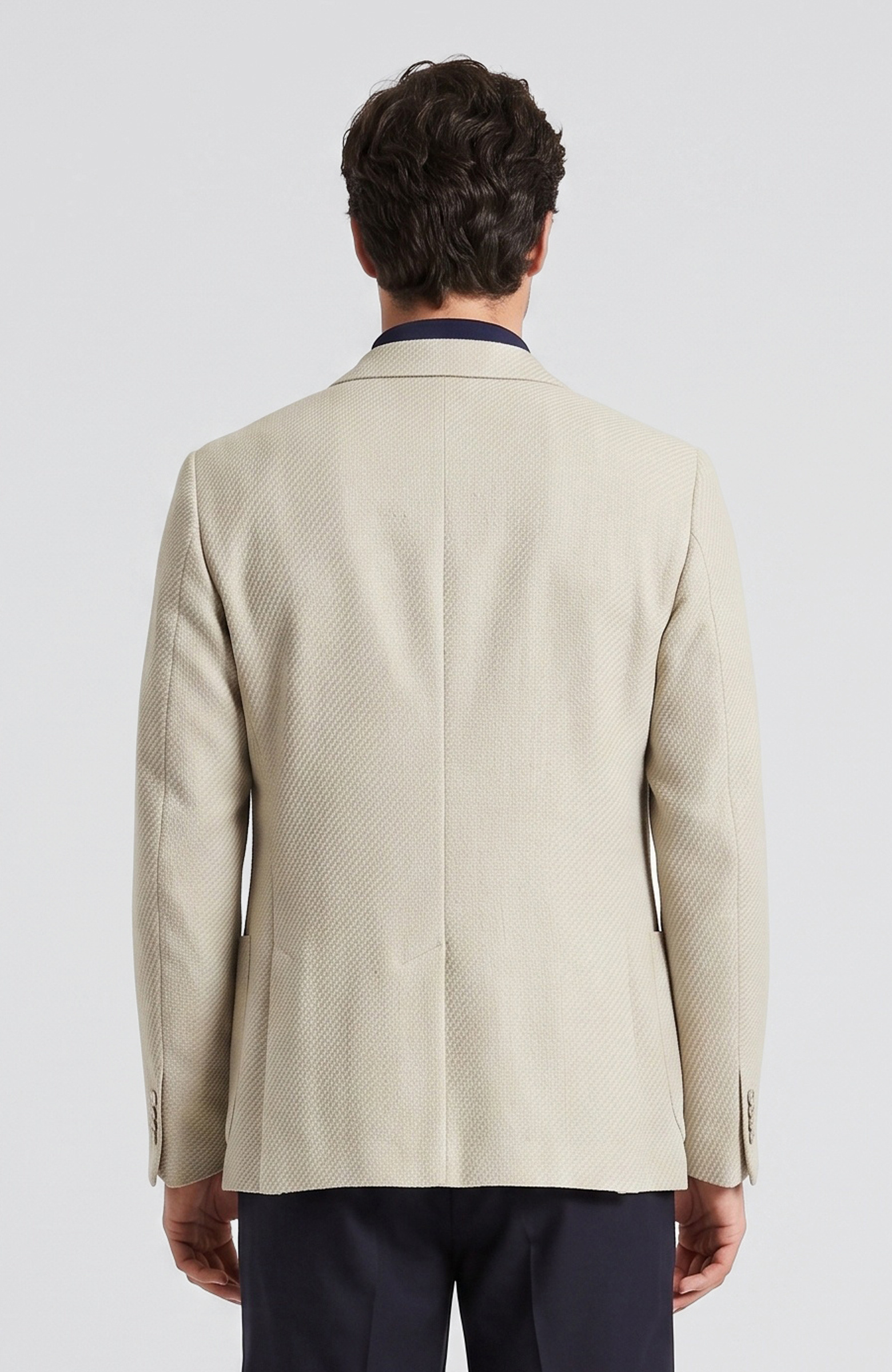 Beige Mono Collar Diagonal Knitted Jacket