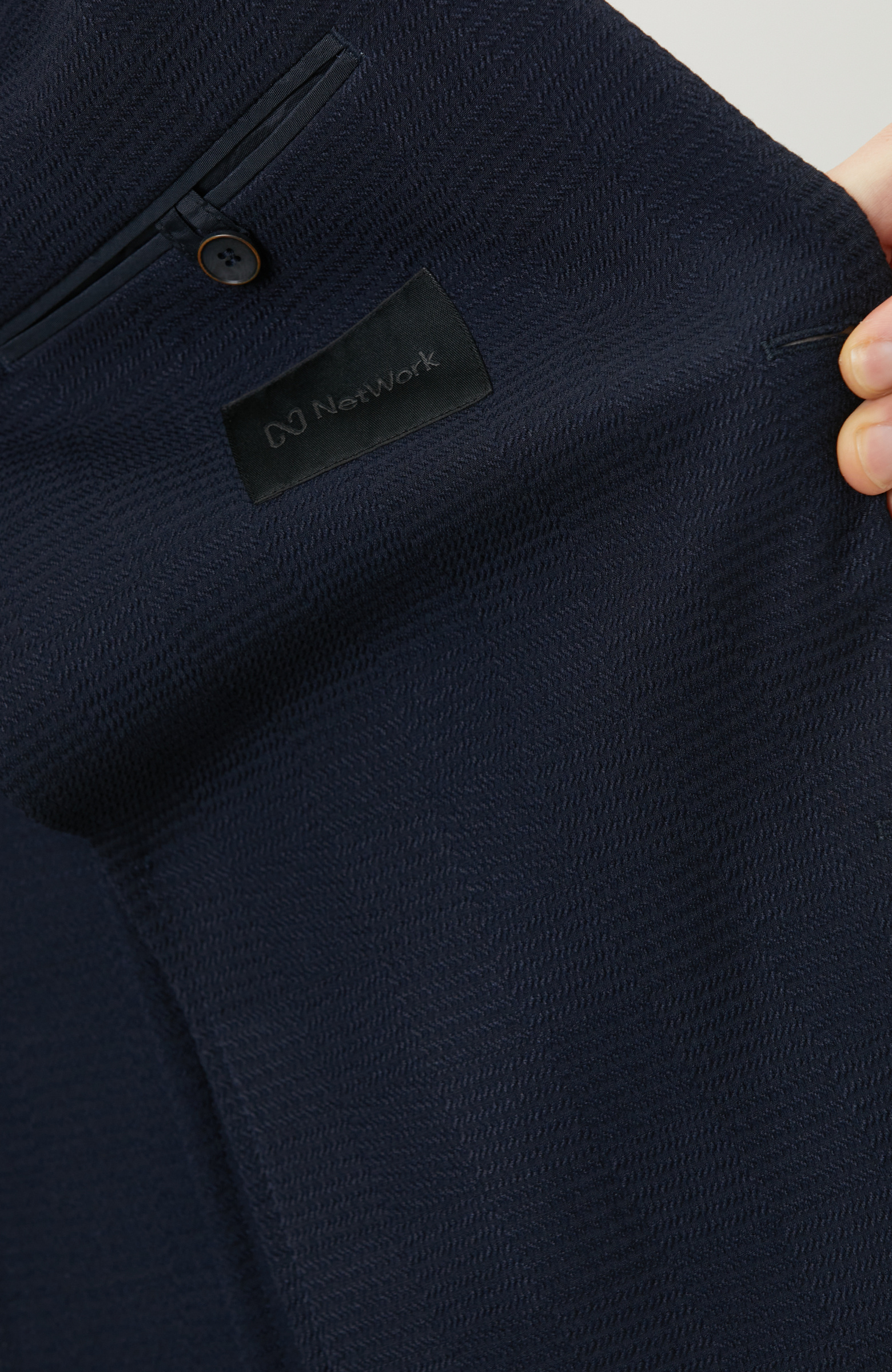 Lacivert Mono Yaka Jakarlı Örme Ceket