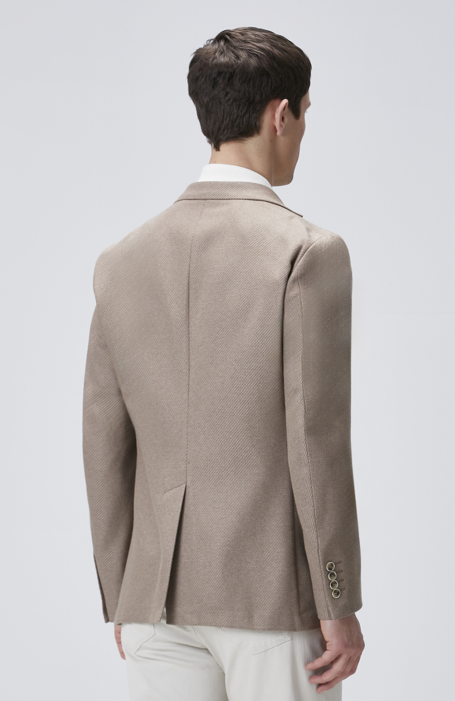 Kahverengi Slim Fit Jakarlı Dokuma Ceket