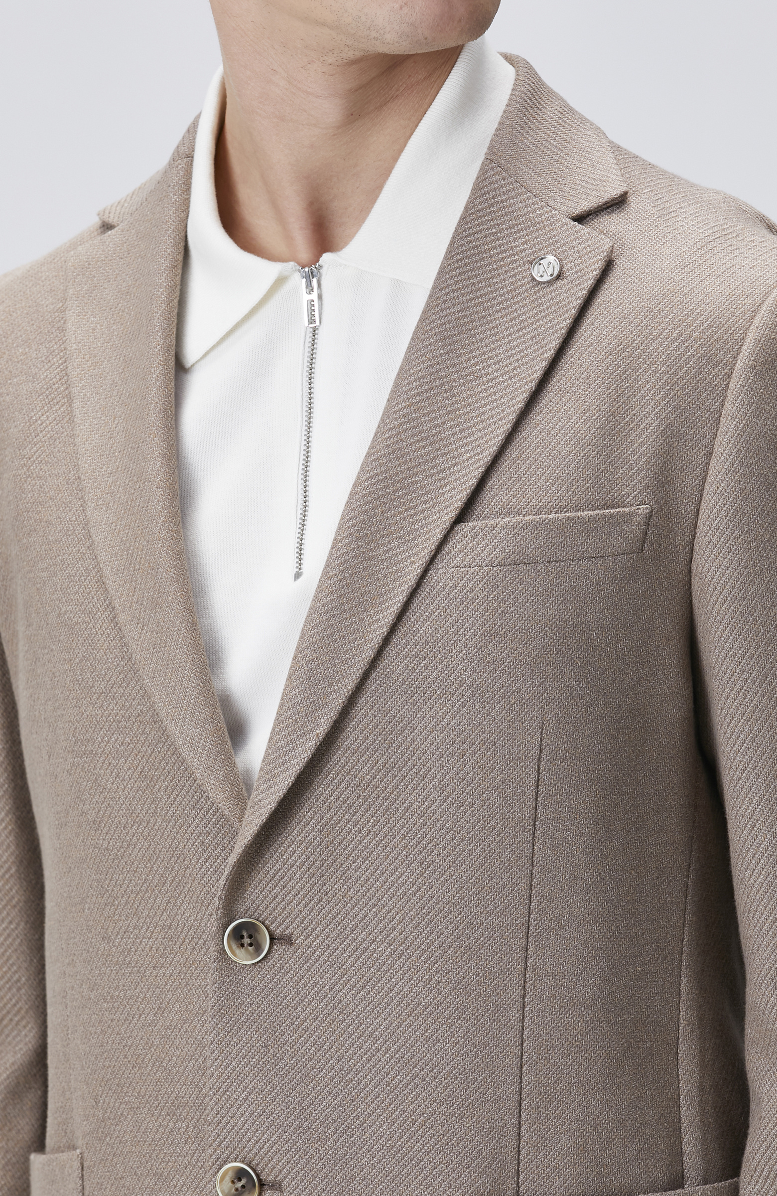 Kahverengi Slim Fit Jakarlı Dokuma Ceket