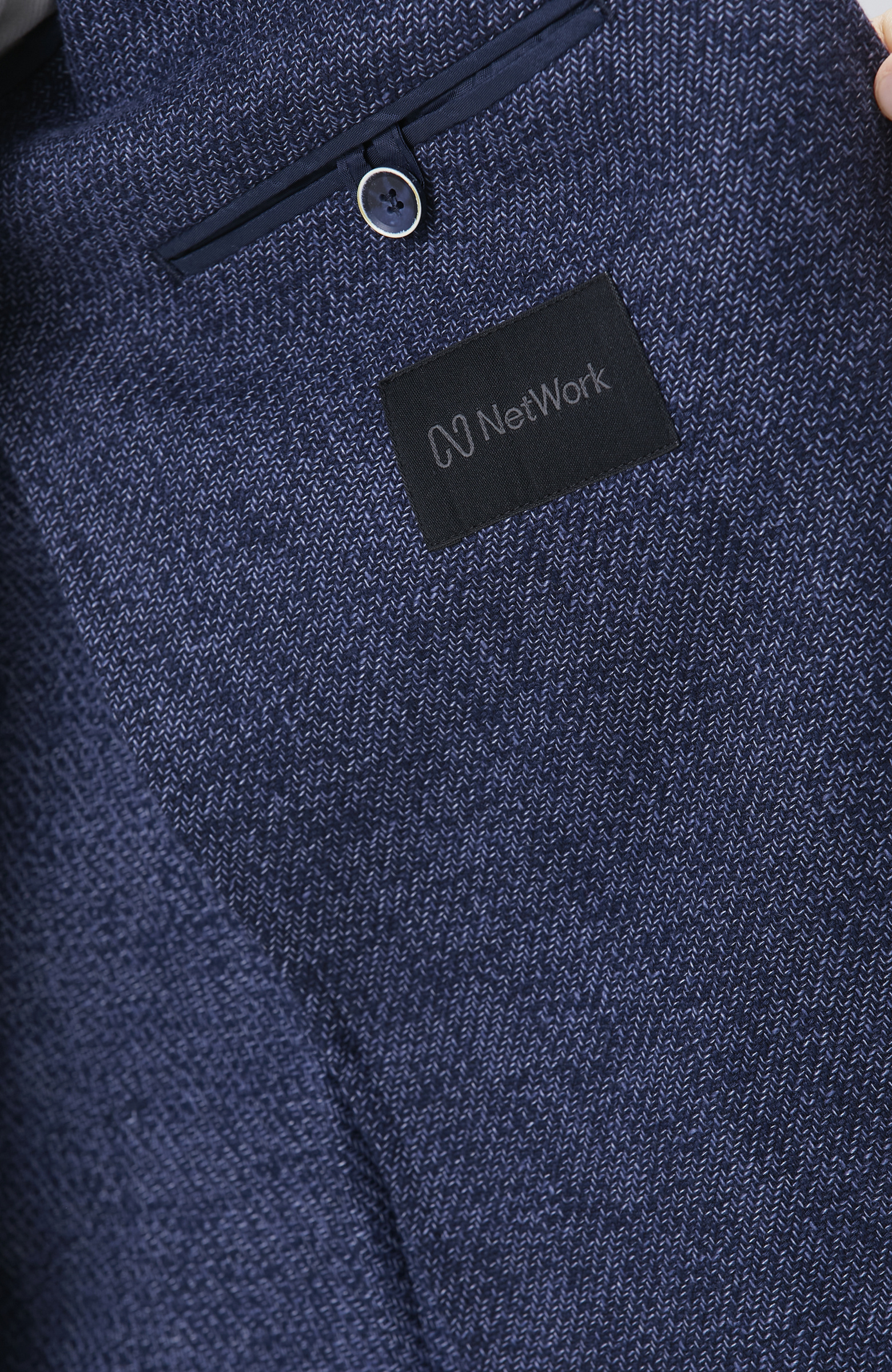 Lacivert Slim Fit Jakarlı Dokuma Ceket