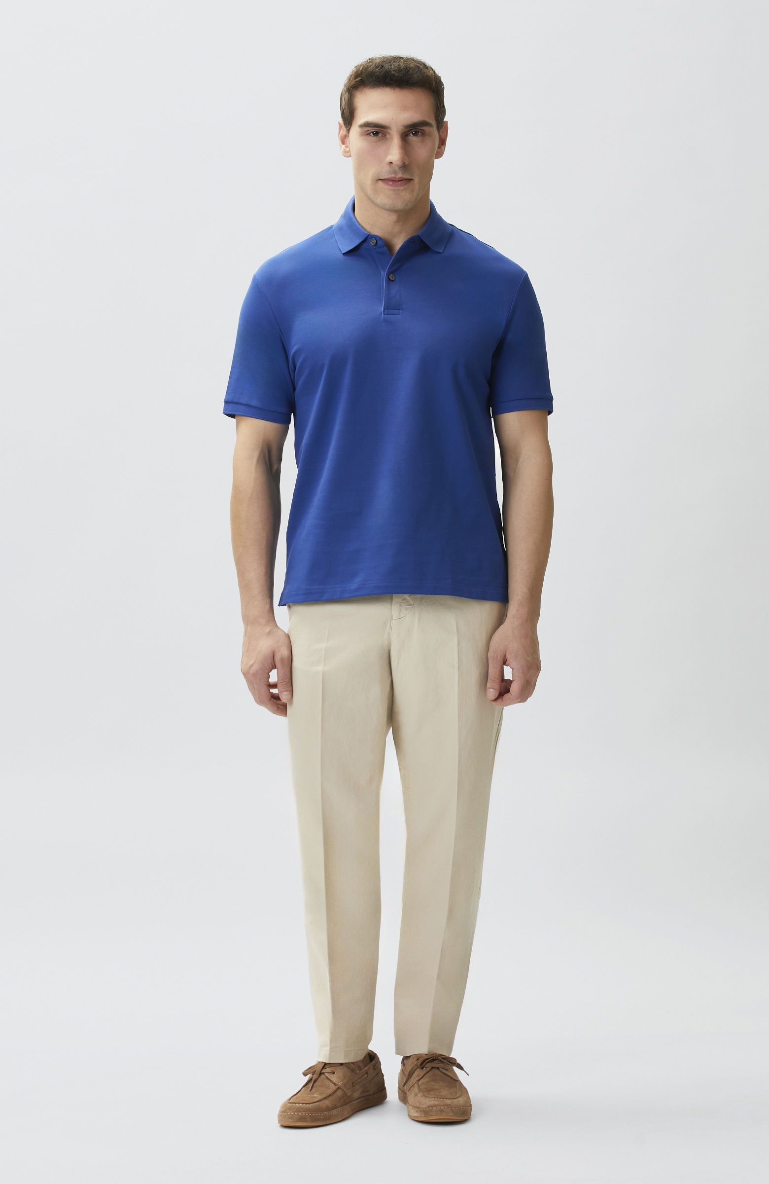 Stone Pleated Linen Blend Chino Casual Trousers