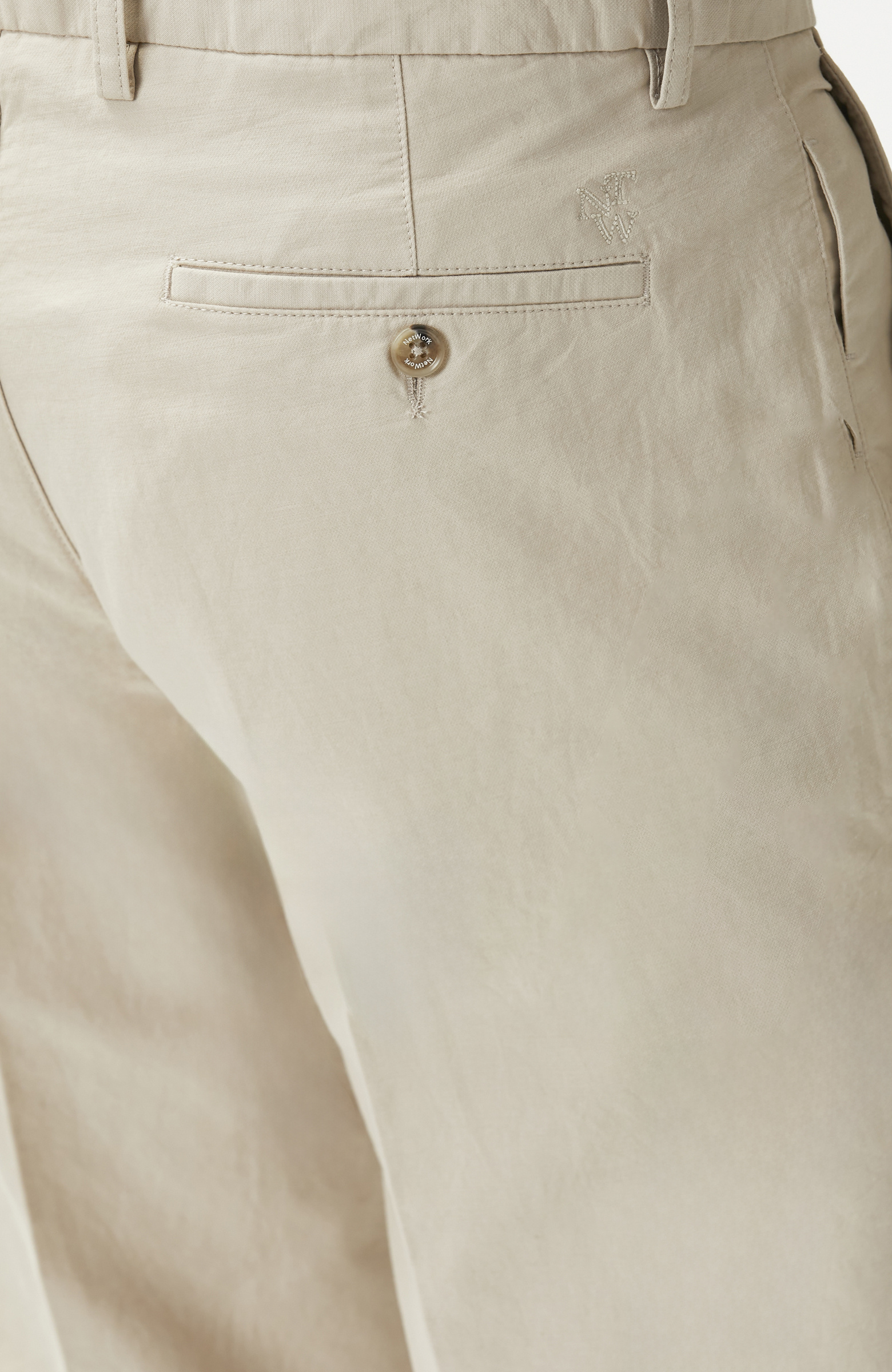 Stone Pleated Linen Blend Chino Casual Trousers