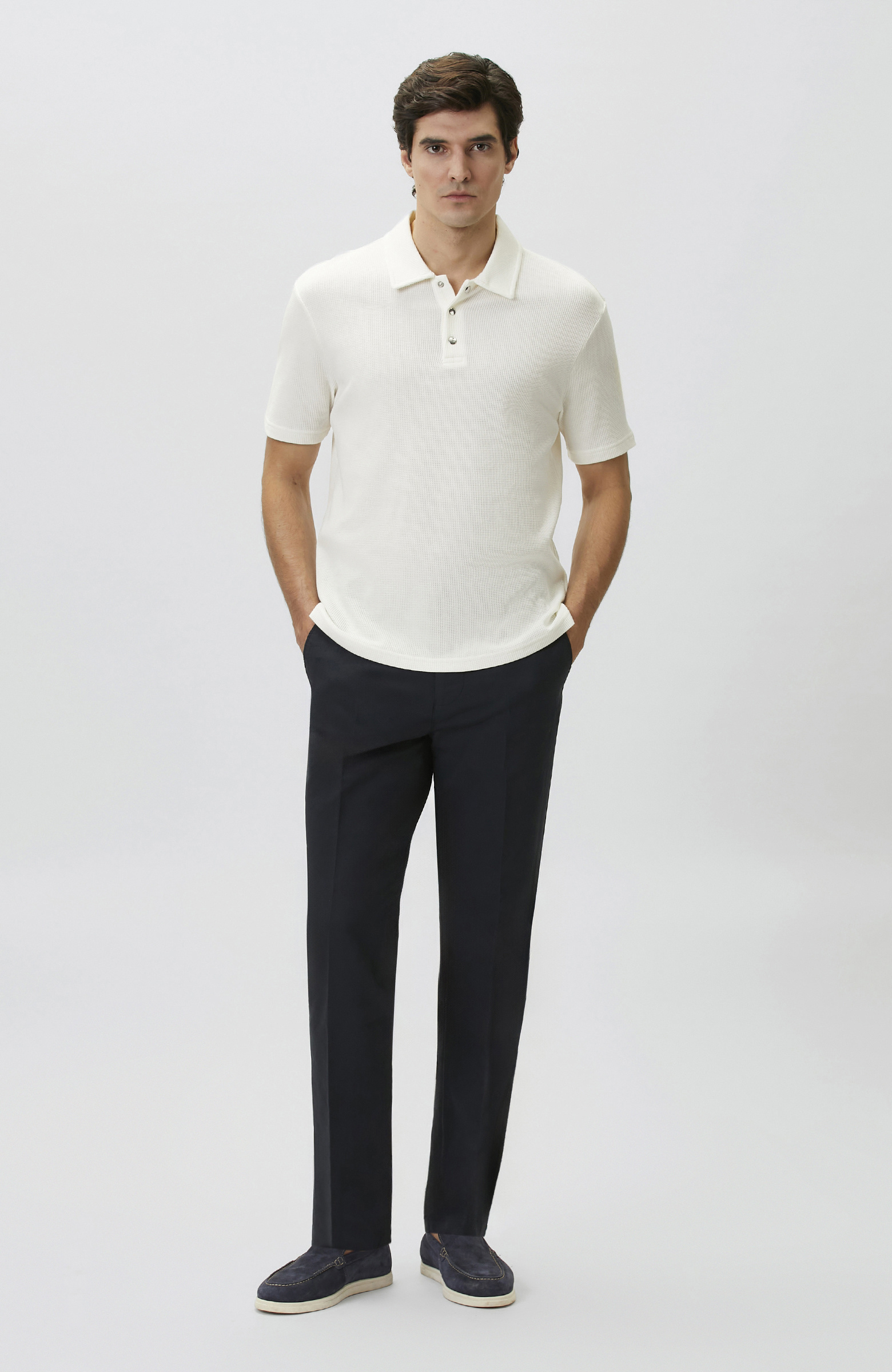 Lacivert Pileli Chino Casual Pantolon