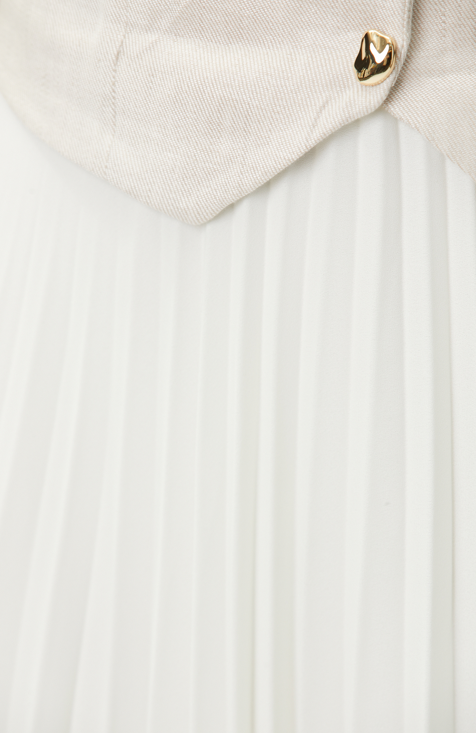 Bej Melanj Keten Karışımlı Midi Elbise