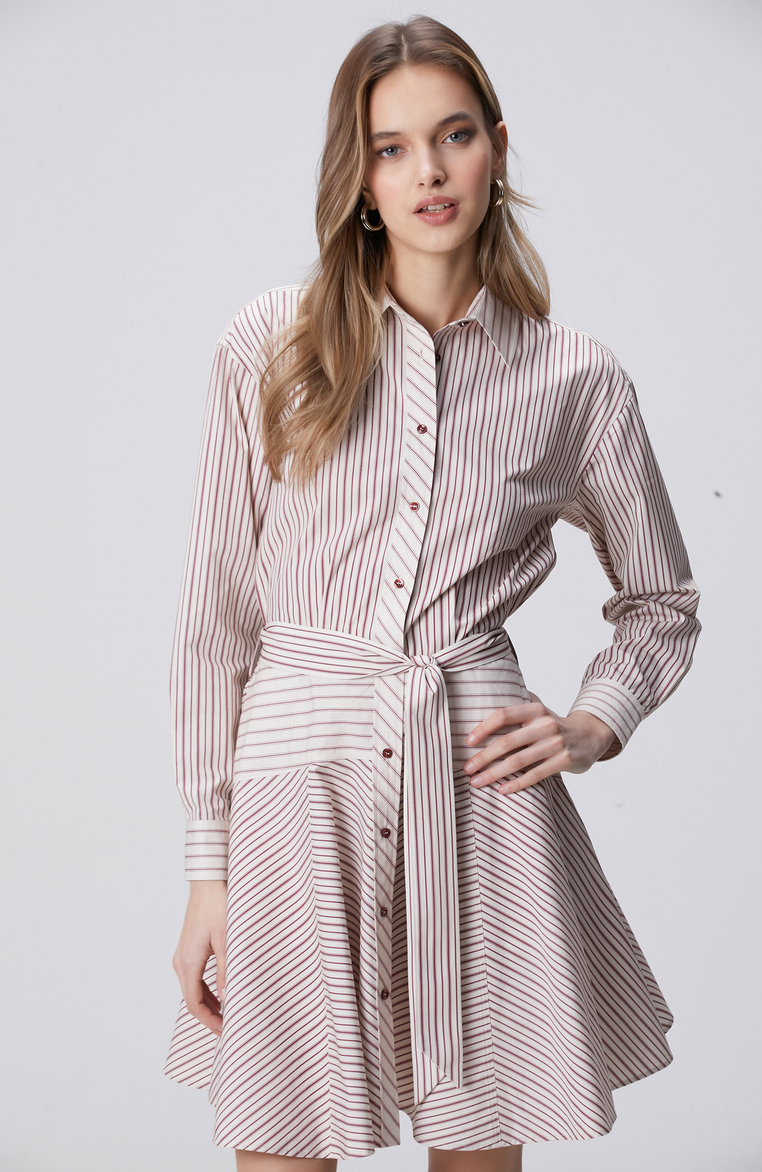 N-Green Cherry Stripe Patterned Mini Dress