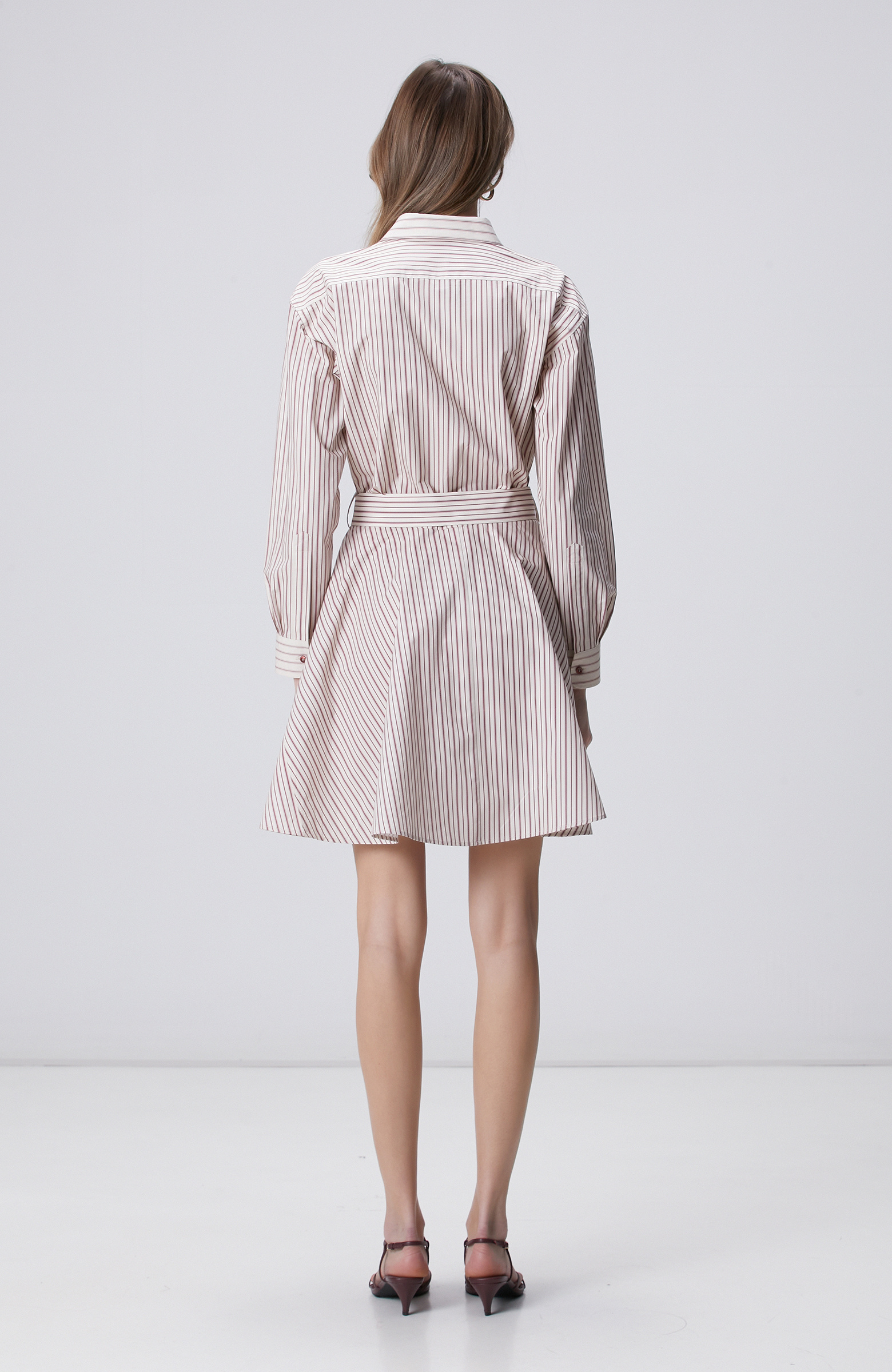 N-Green Cherry Stripe Patterned Mini Dress