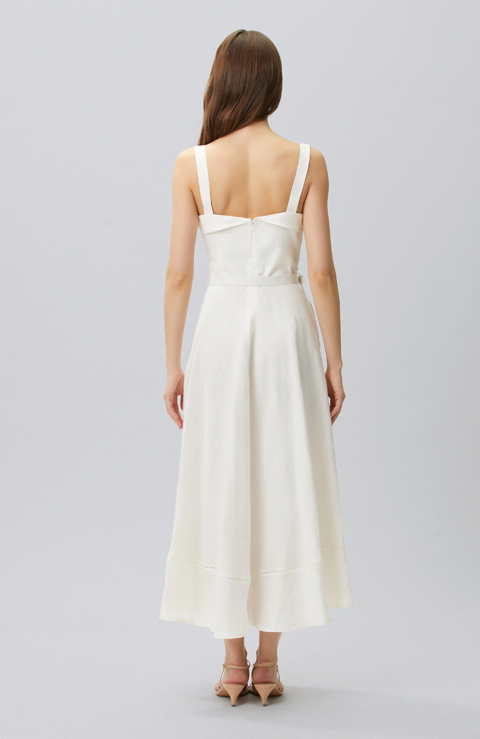 White Linen Midi Dress