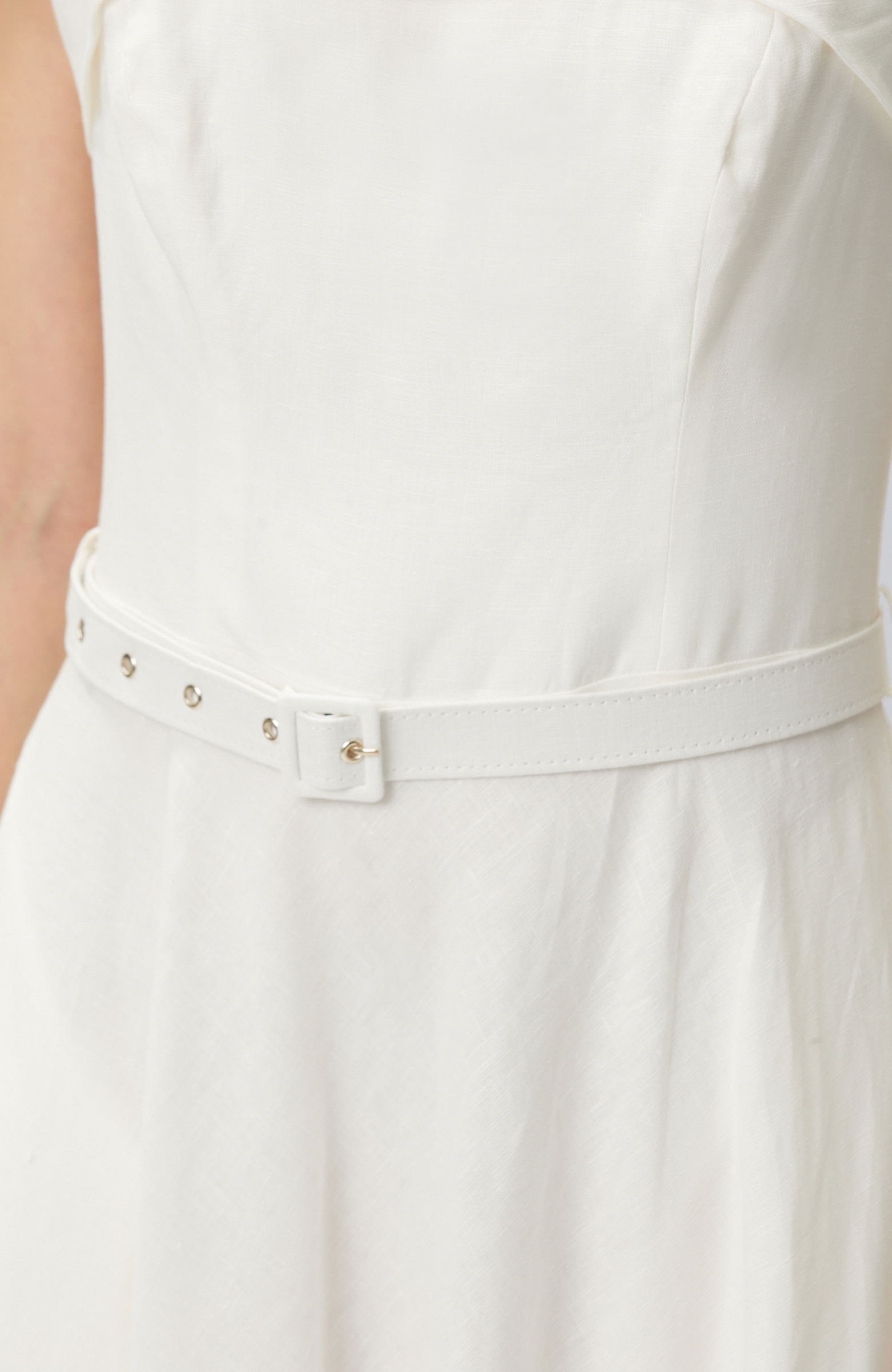 White Linen Midi Dress