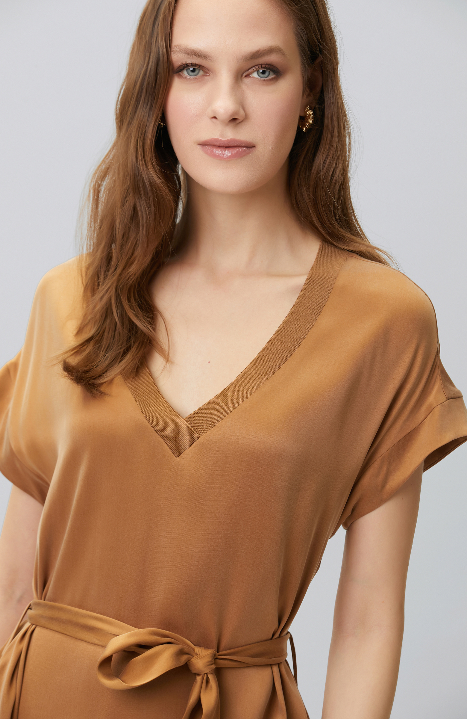 Camel Cupro Maxi Dress