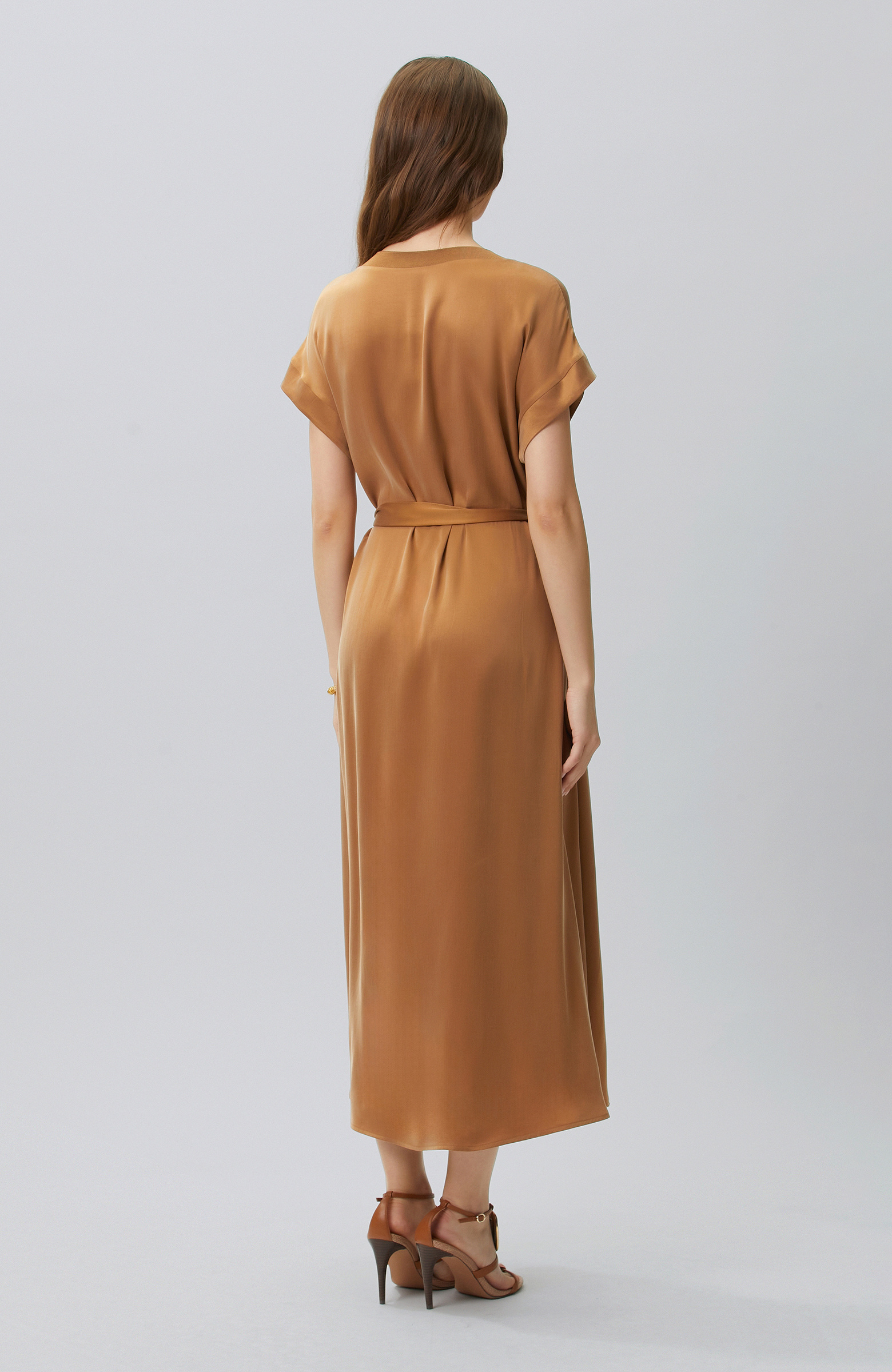 Camel Cupro Maxi Dress