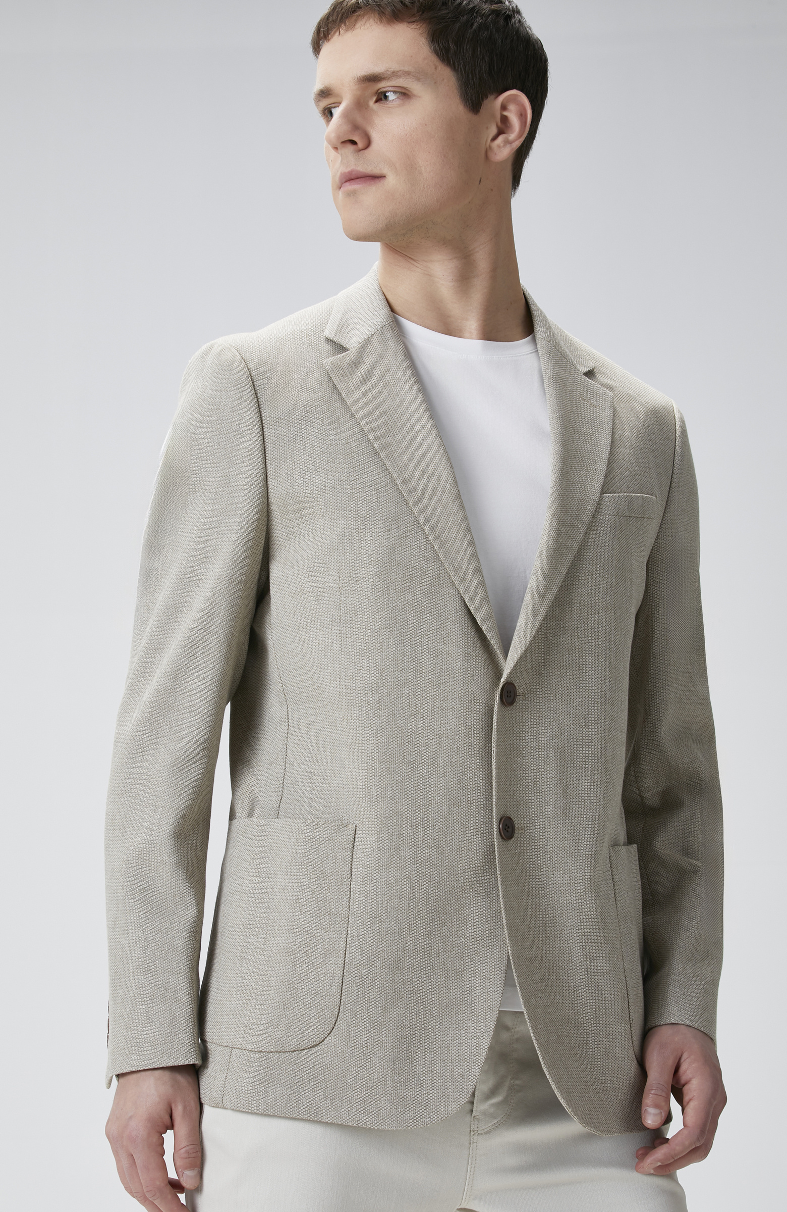 Bej Yün Karışımlı Ceket