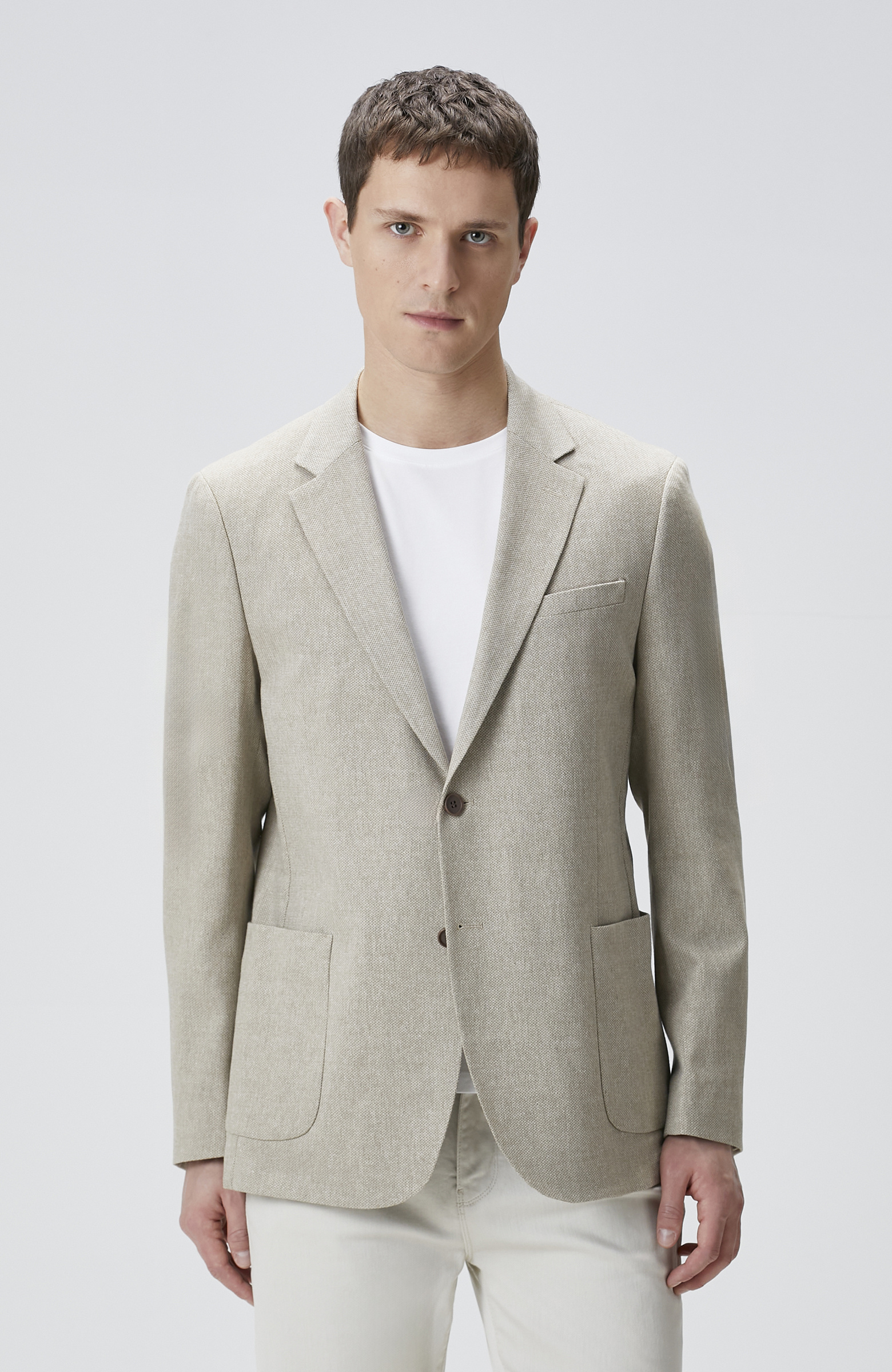 Bej Yün Karışımlı Ceket