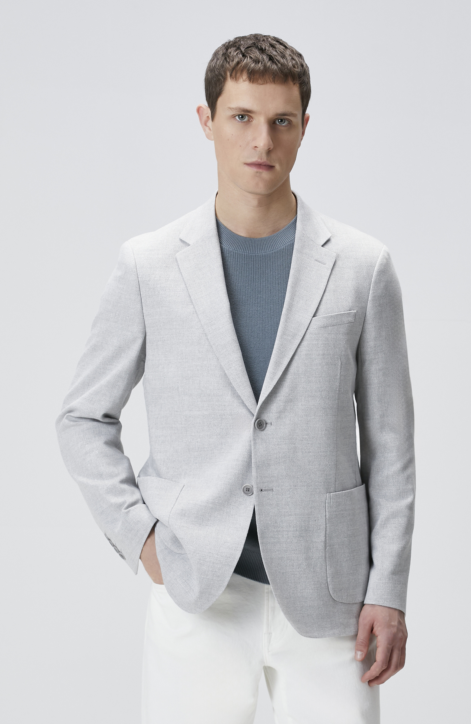 Gri Yün Karışımlı Ceket