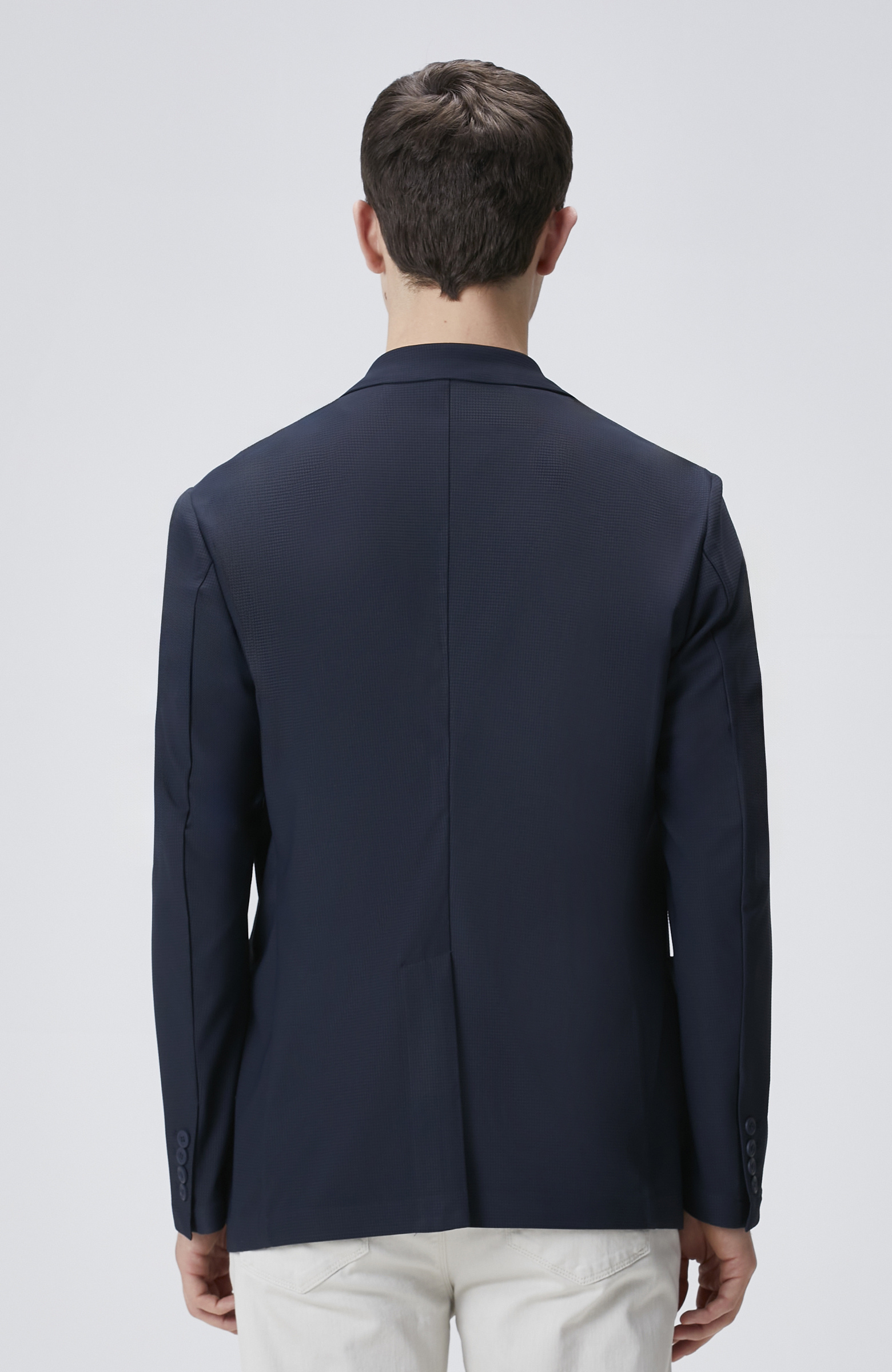 Lacivert Jakarlı Örme Ceket