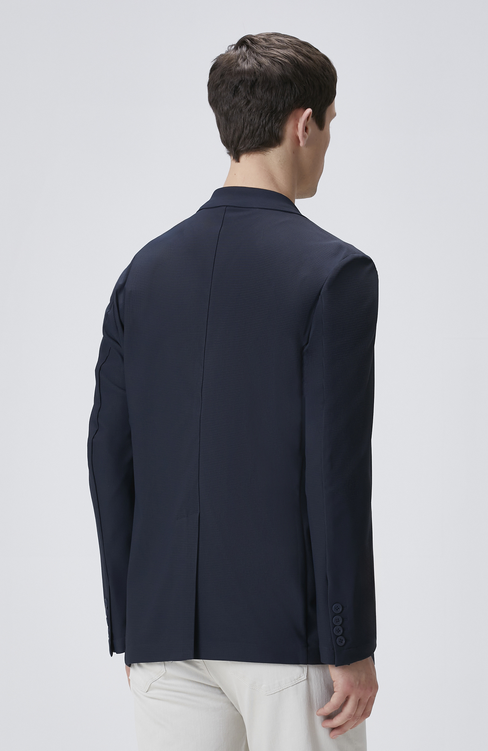 Lacivert Jakarlı Örme Ceket