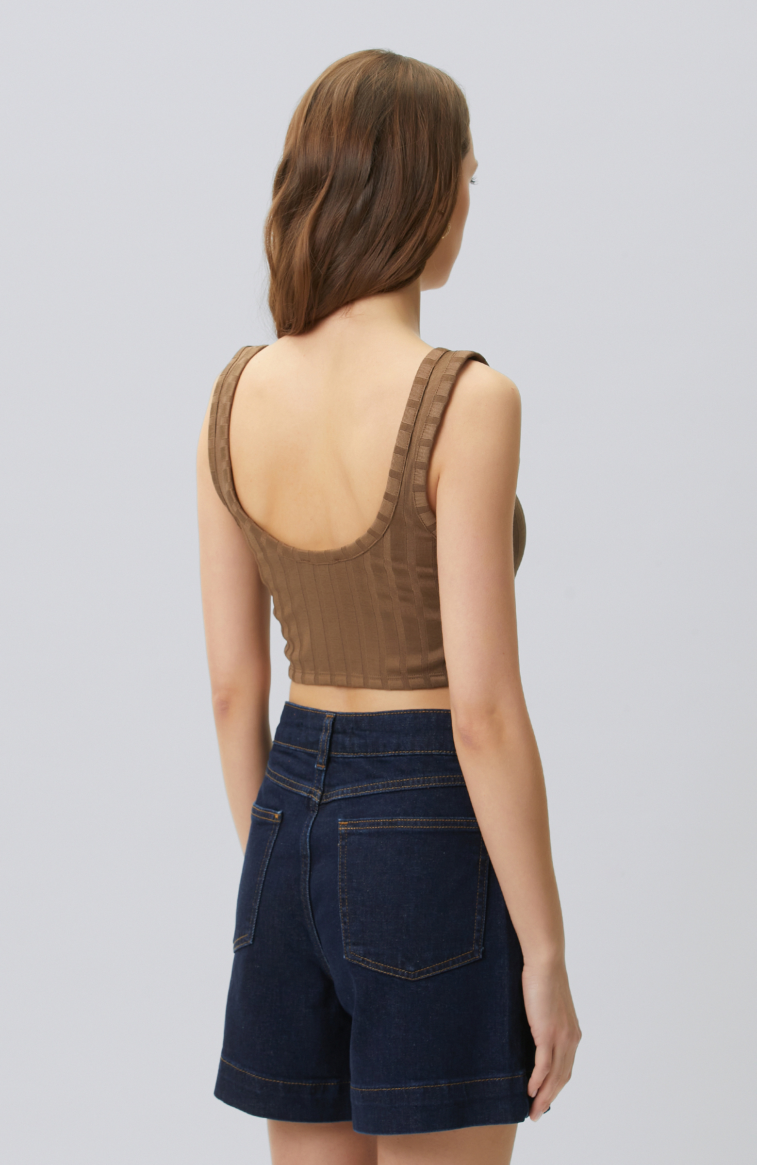 Kahverengi Örme Büstiyer