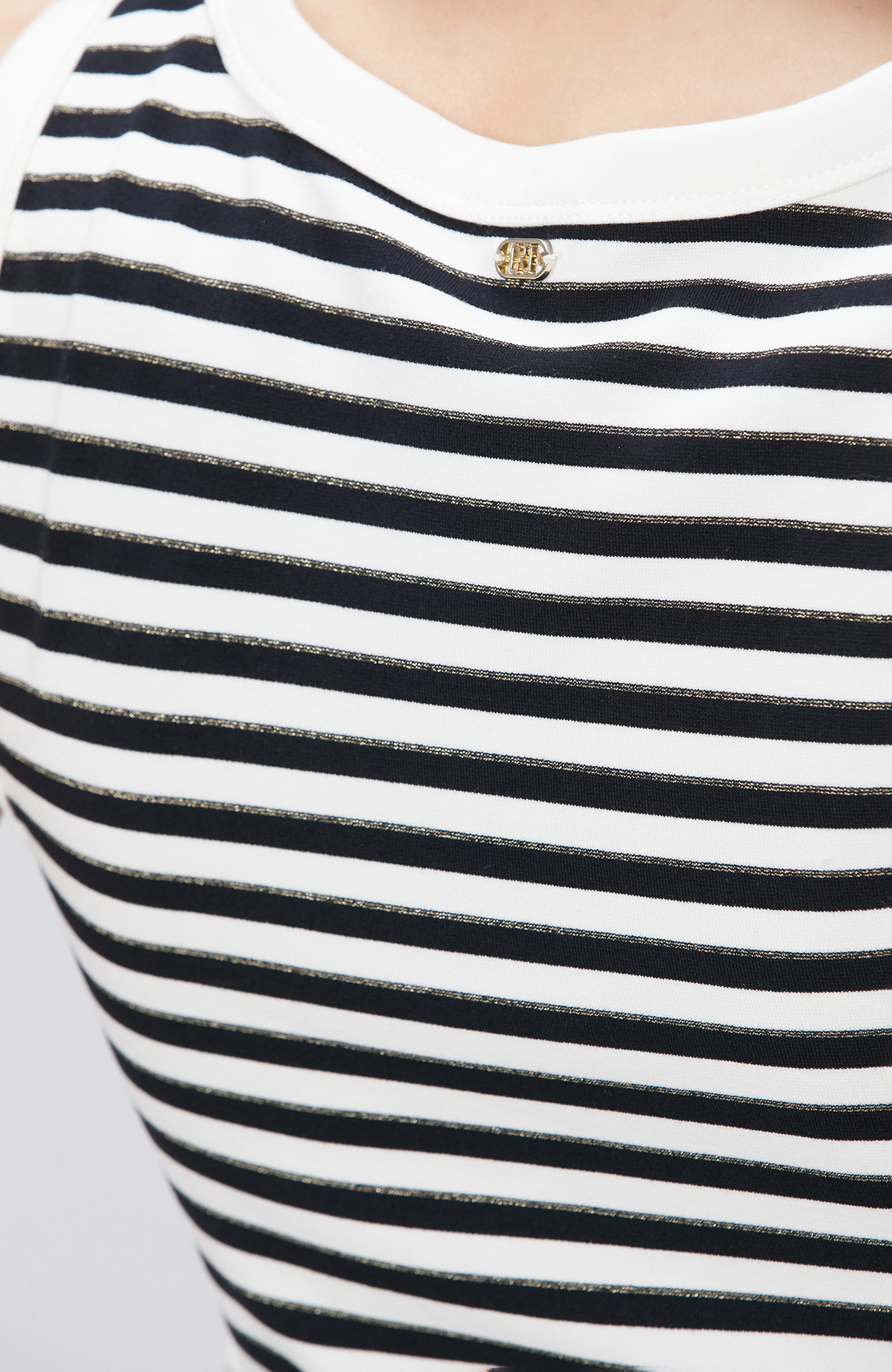 Siyah Beyaz Çizgili Örme Atlet