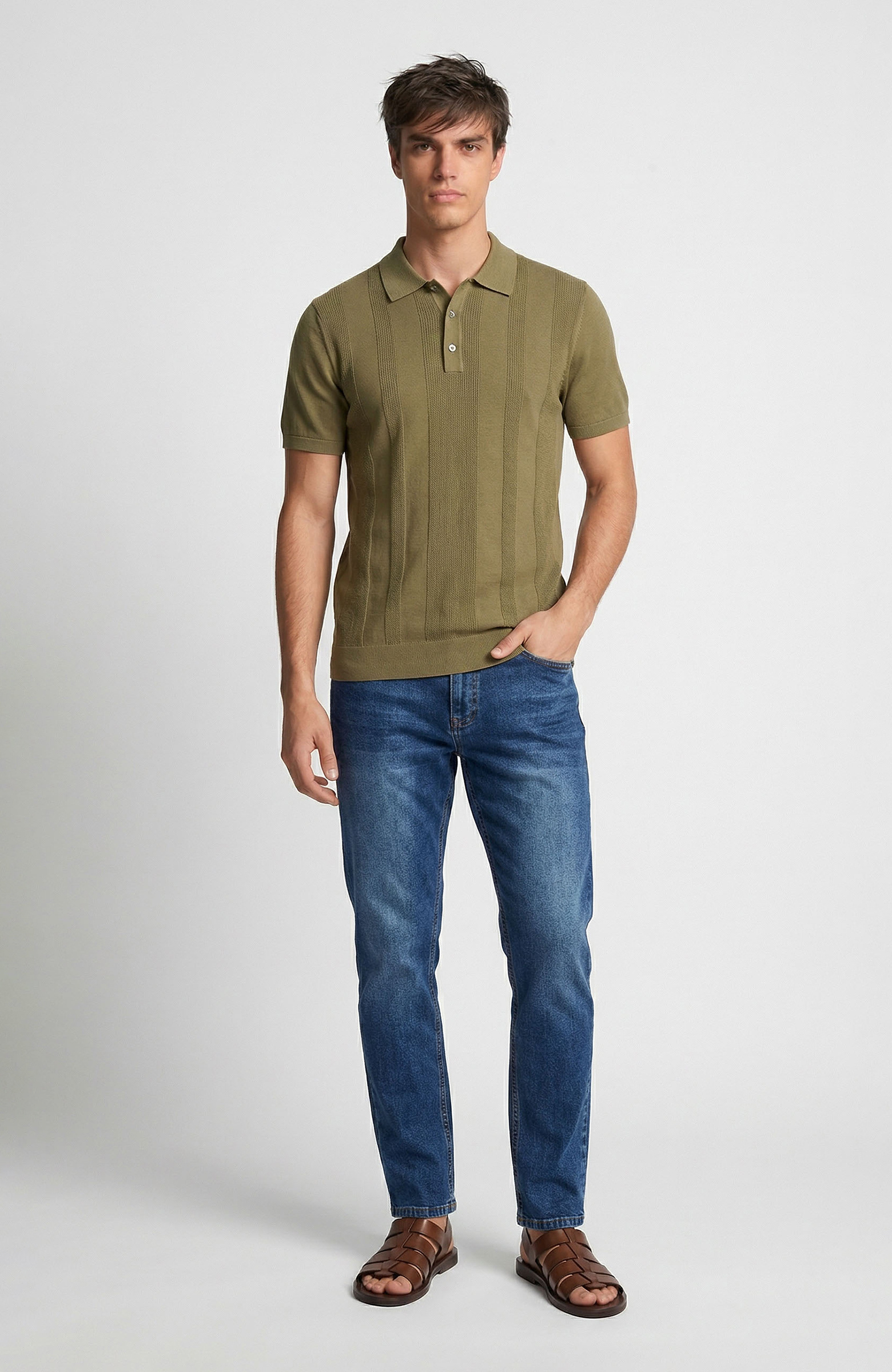 Haki Desenli Triko Kazak