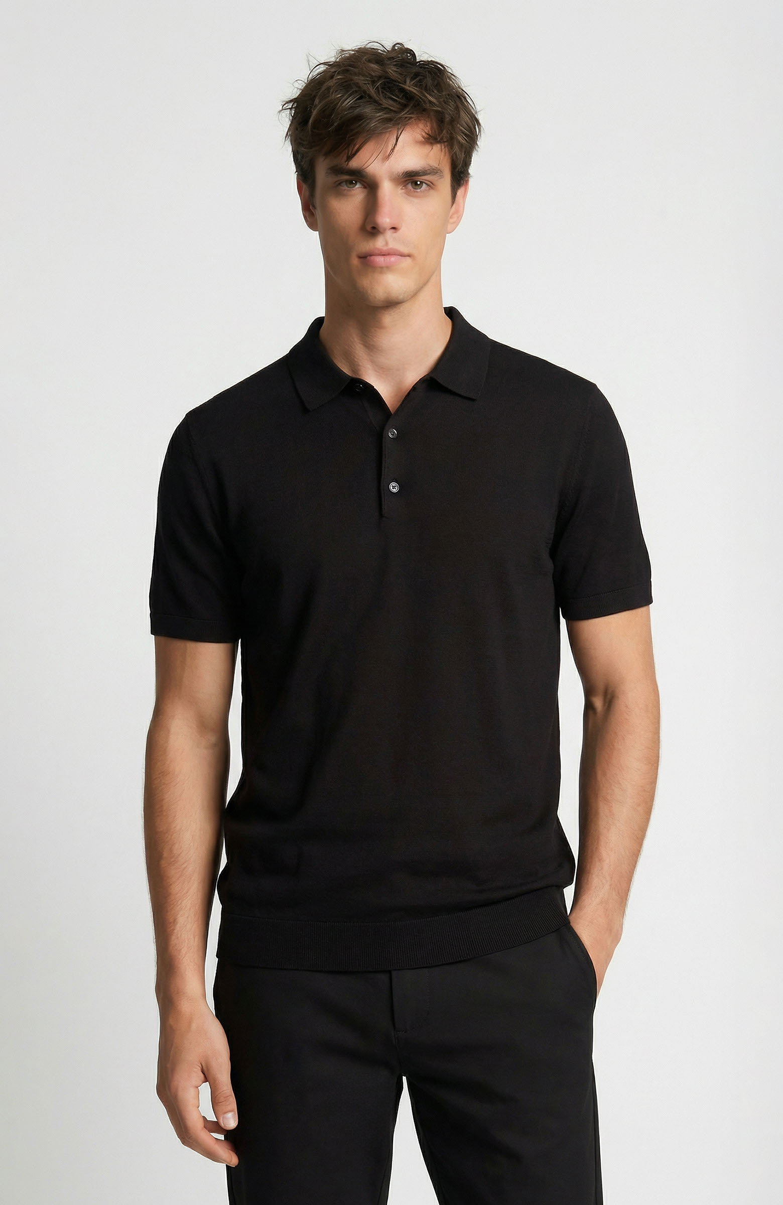 Black Polo Neck Basic Knitwear Sweater