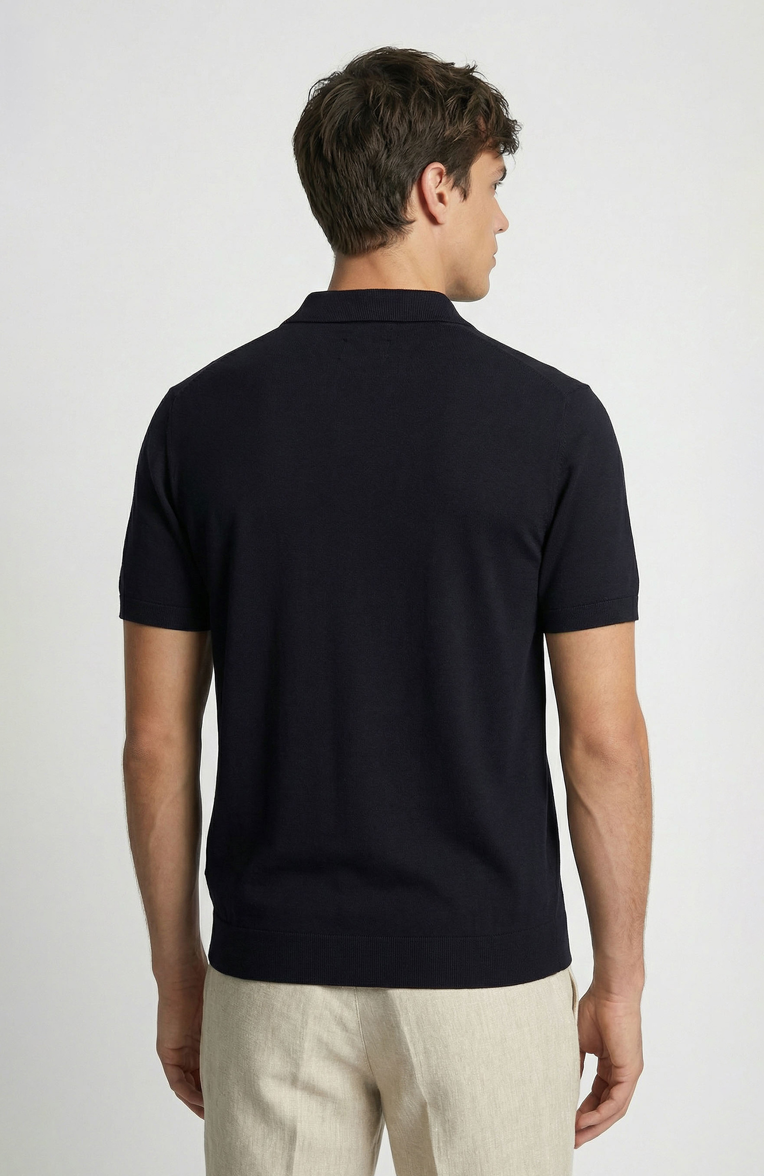 Lacivert Polo Yaka Basic Triko Kazak