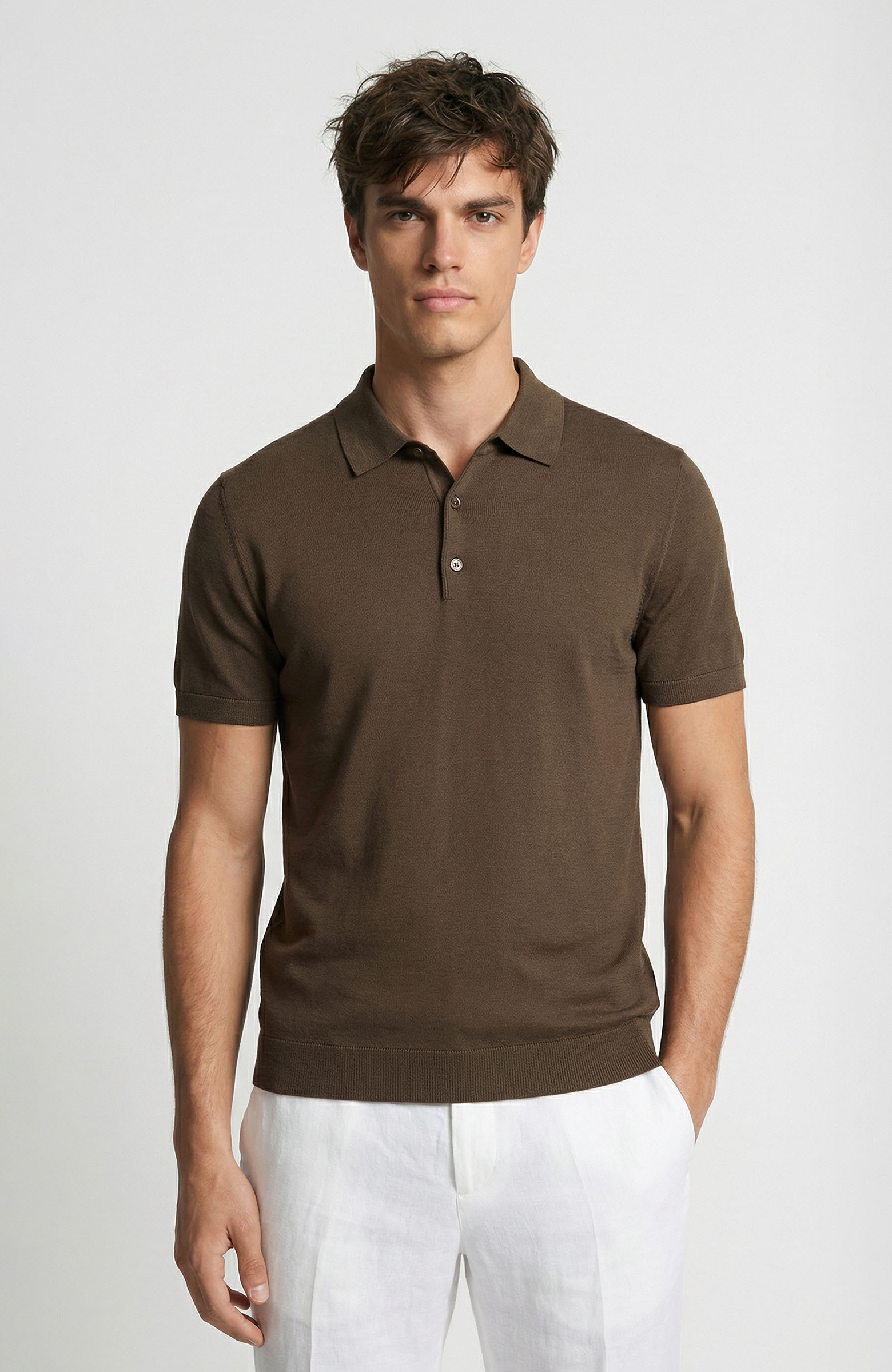 Haki Polo Yaka Basic Triko Kazak