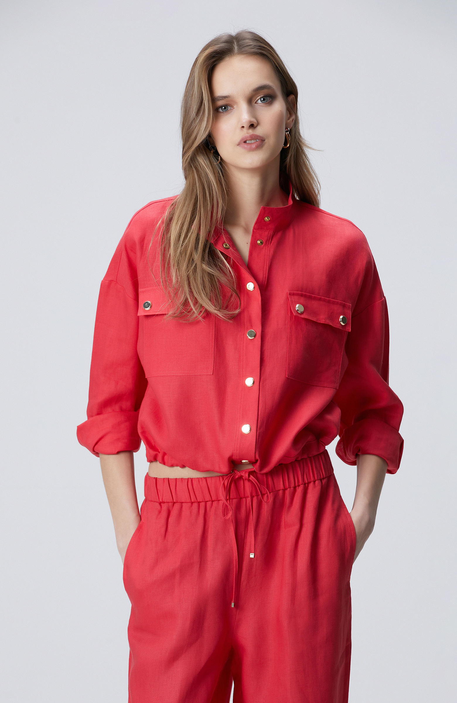 Pomegranate Flower Linen Outer Shirt