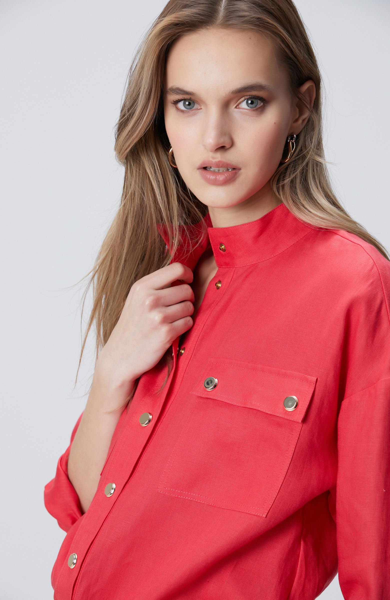 Pomegranate Flower Linen Outer Shirt