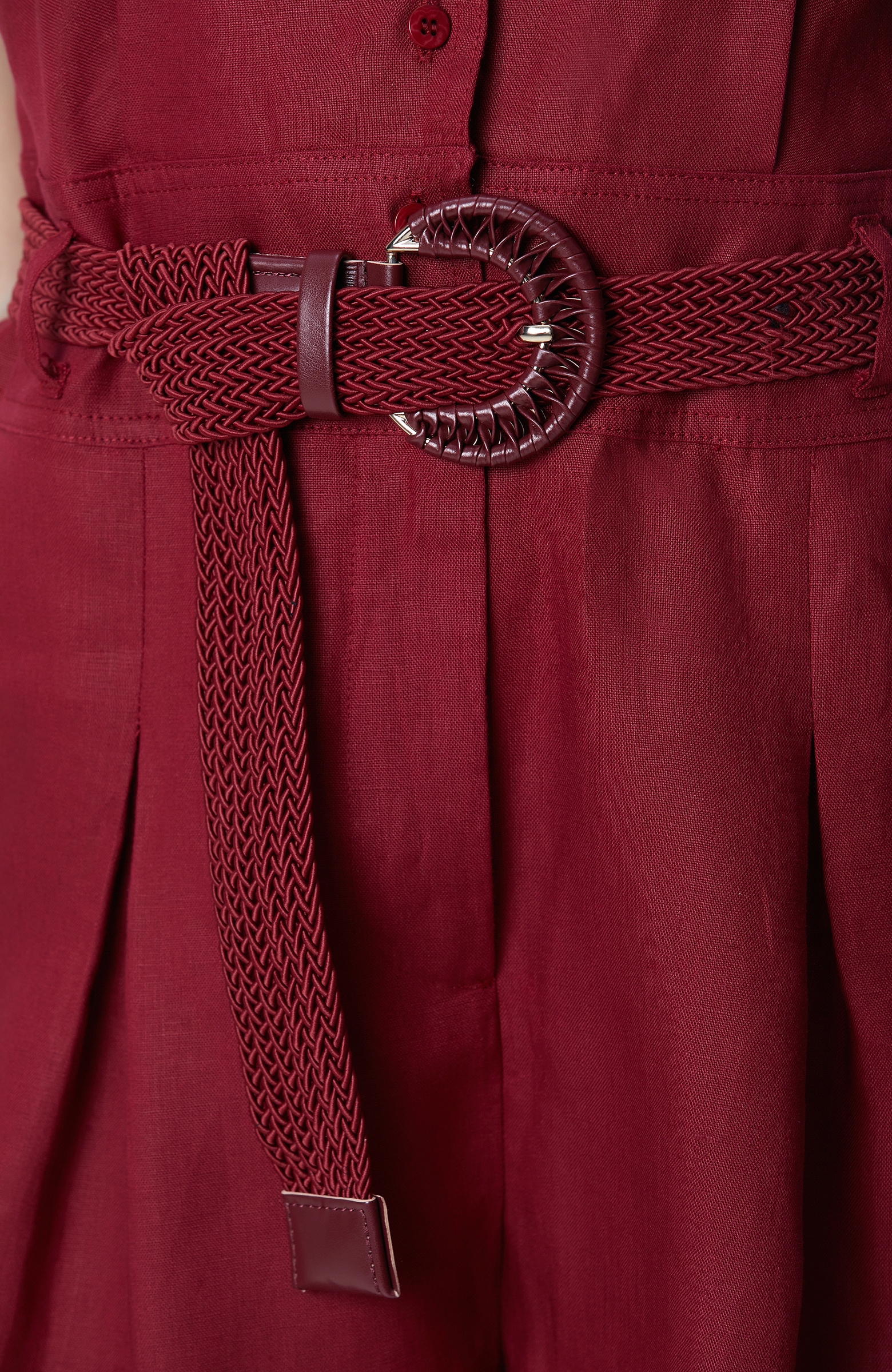 Vişne Kolsuz Kısa Keten Tulum