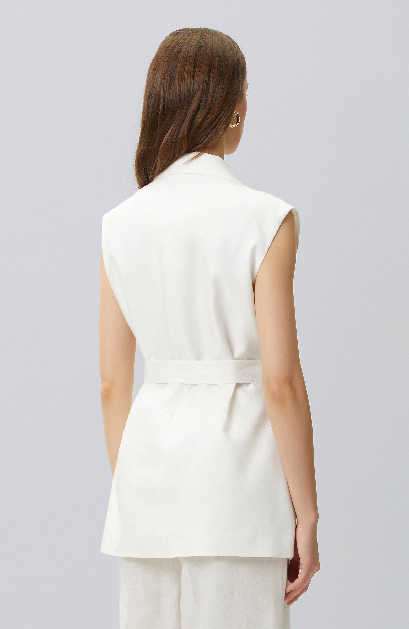 Kırık Beyaz Keten Yelek