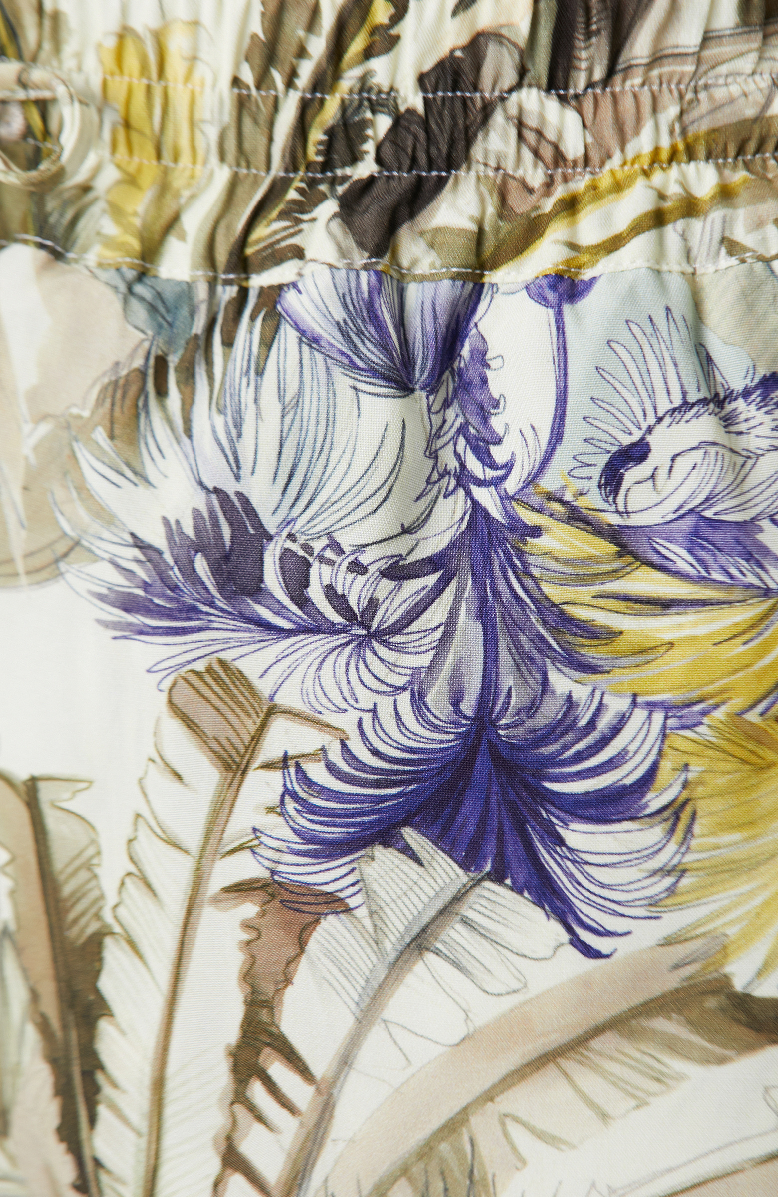 Green Patterned Linen Shorts