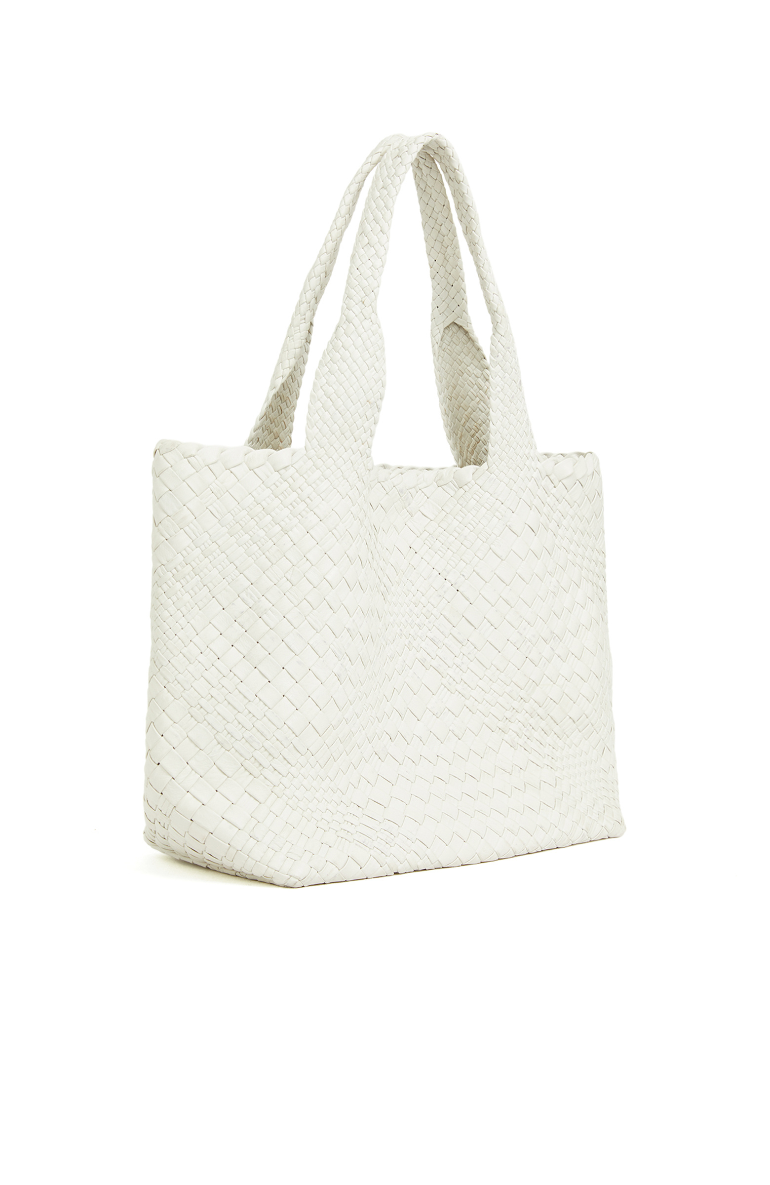 Brown Women Knit Leather Shopper Bag