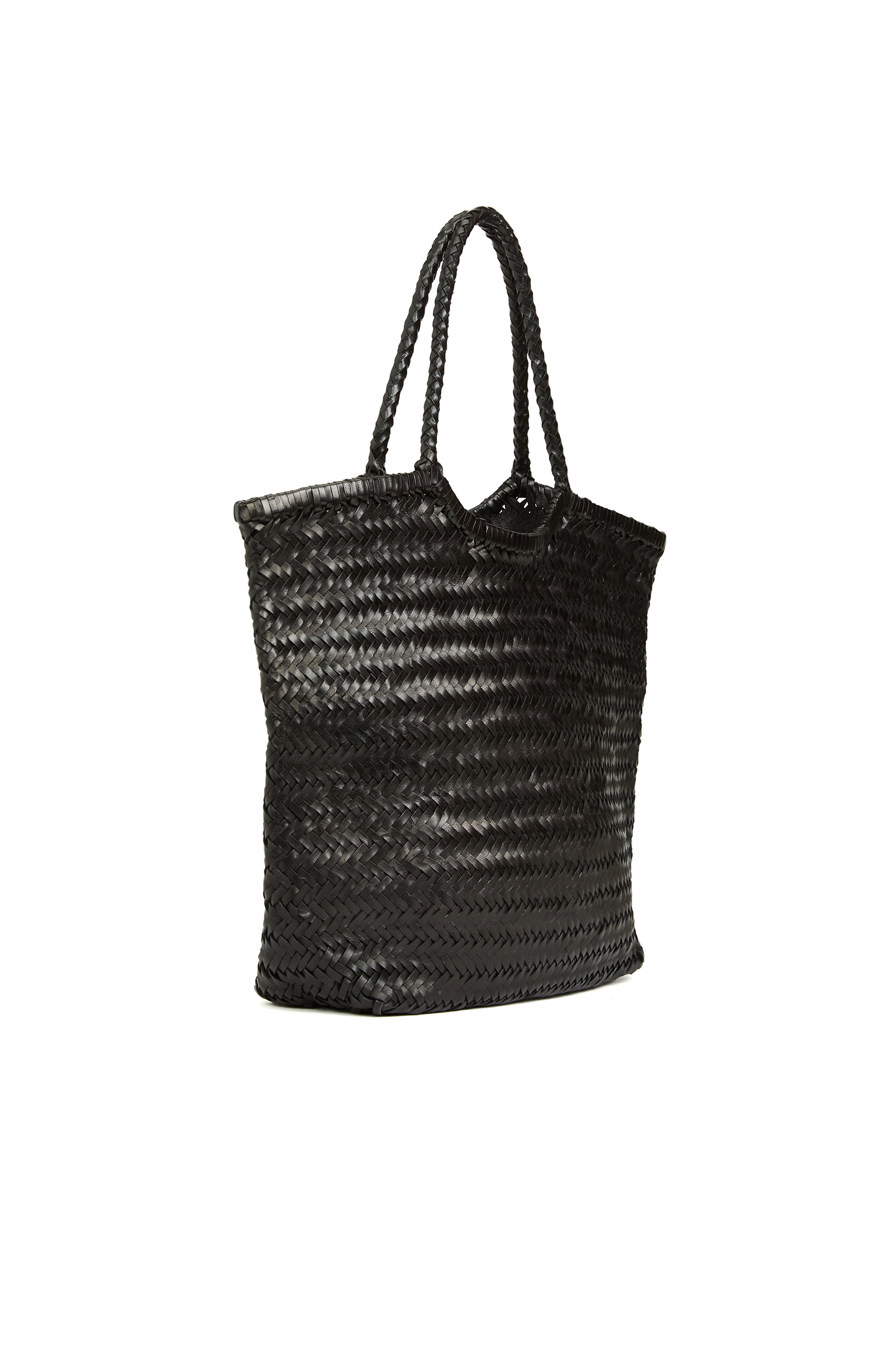Siyah Kadın Örgü Deri Shopper Çanta