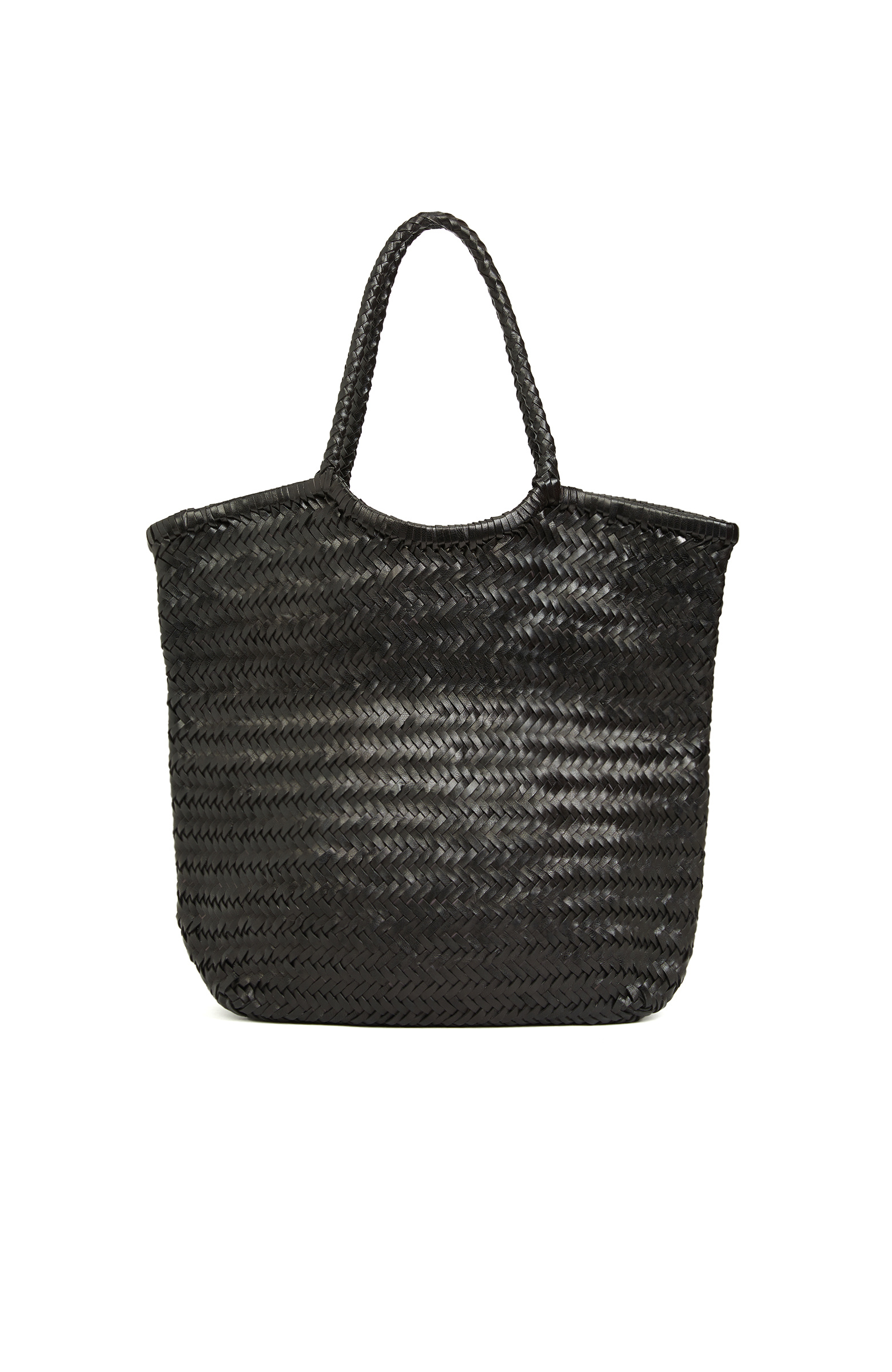 Siyah Kadın Örgü Deri Shopper Çanta