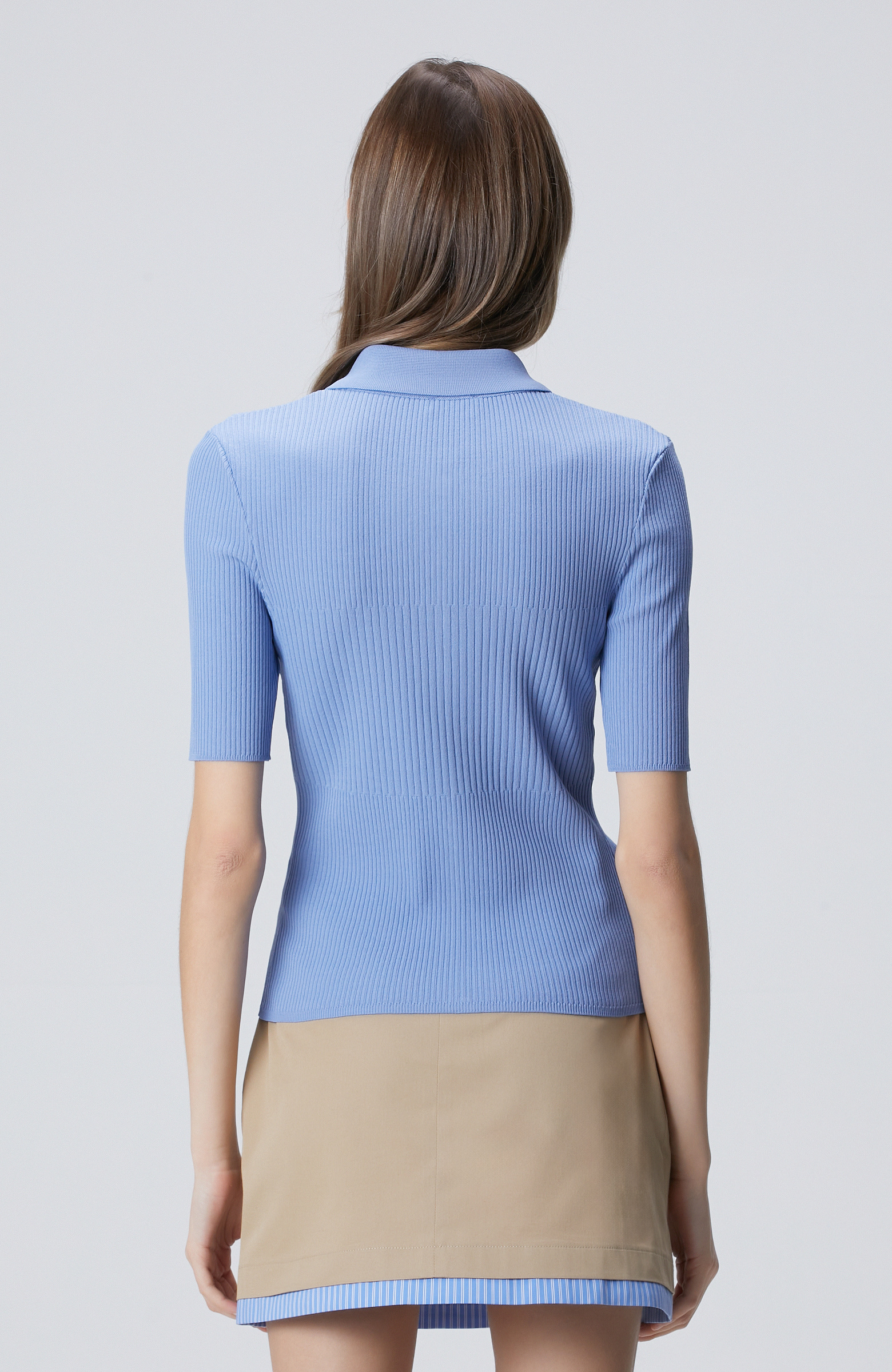 Açık Mavi Kısa Kol Triko Hırka