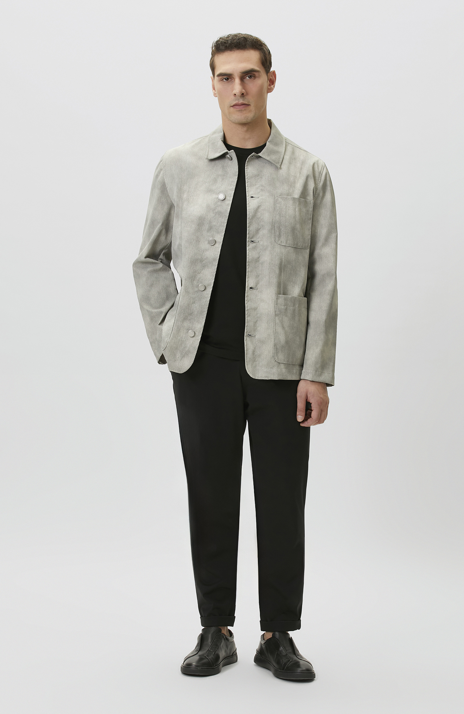 Bej Gömlek Yaka Desenli Ceket